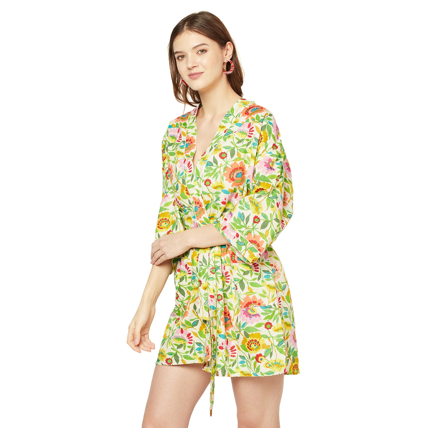'Floral Flourish' 100% Cotton Kimono Robe