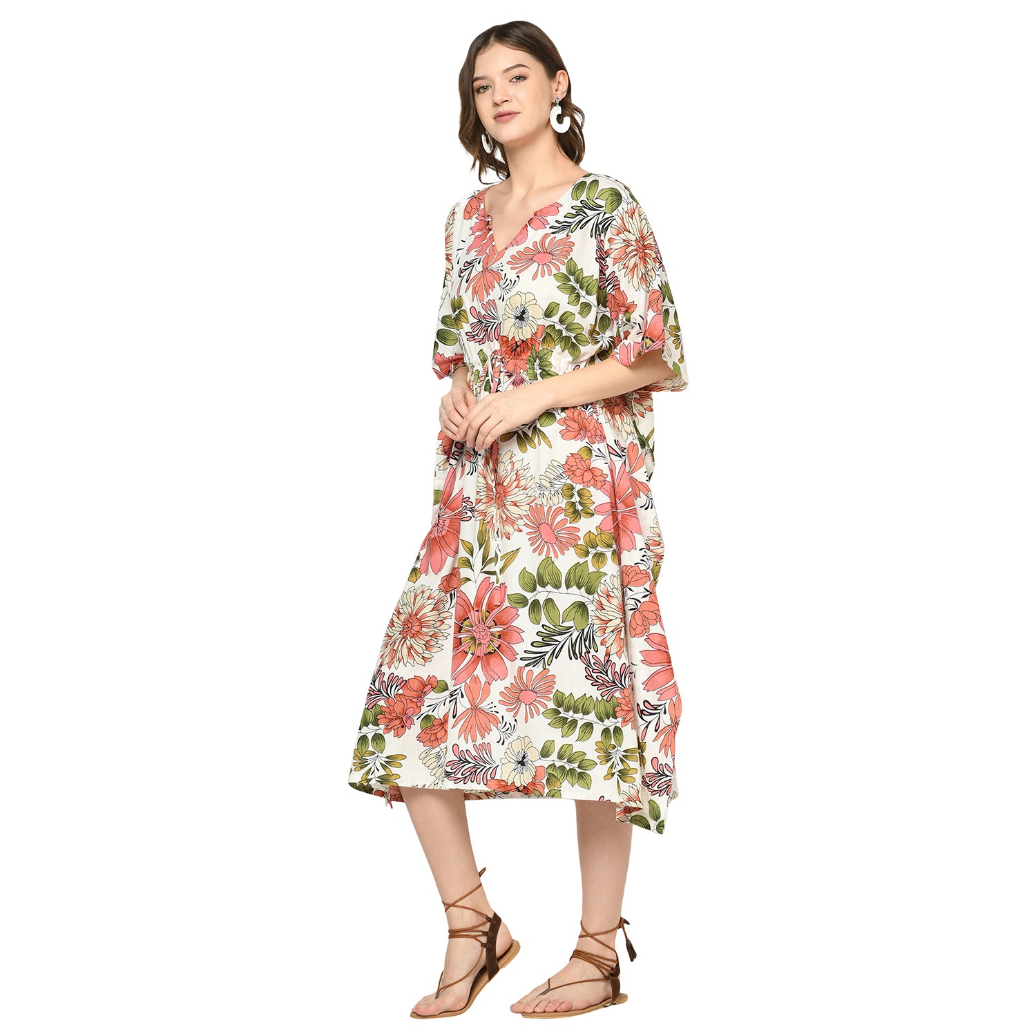 'Botanical Breeze' 100% Cotton Kaftan