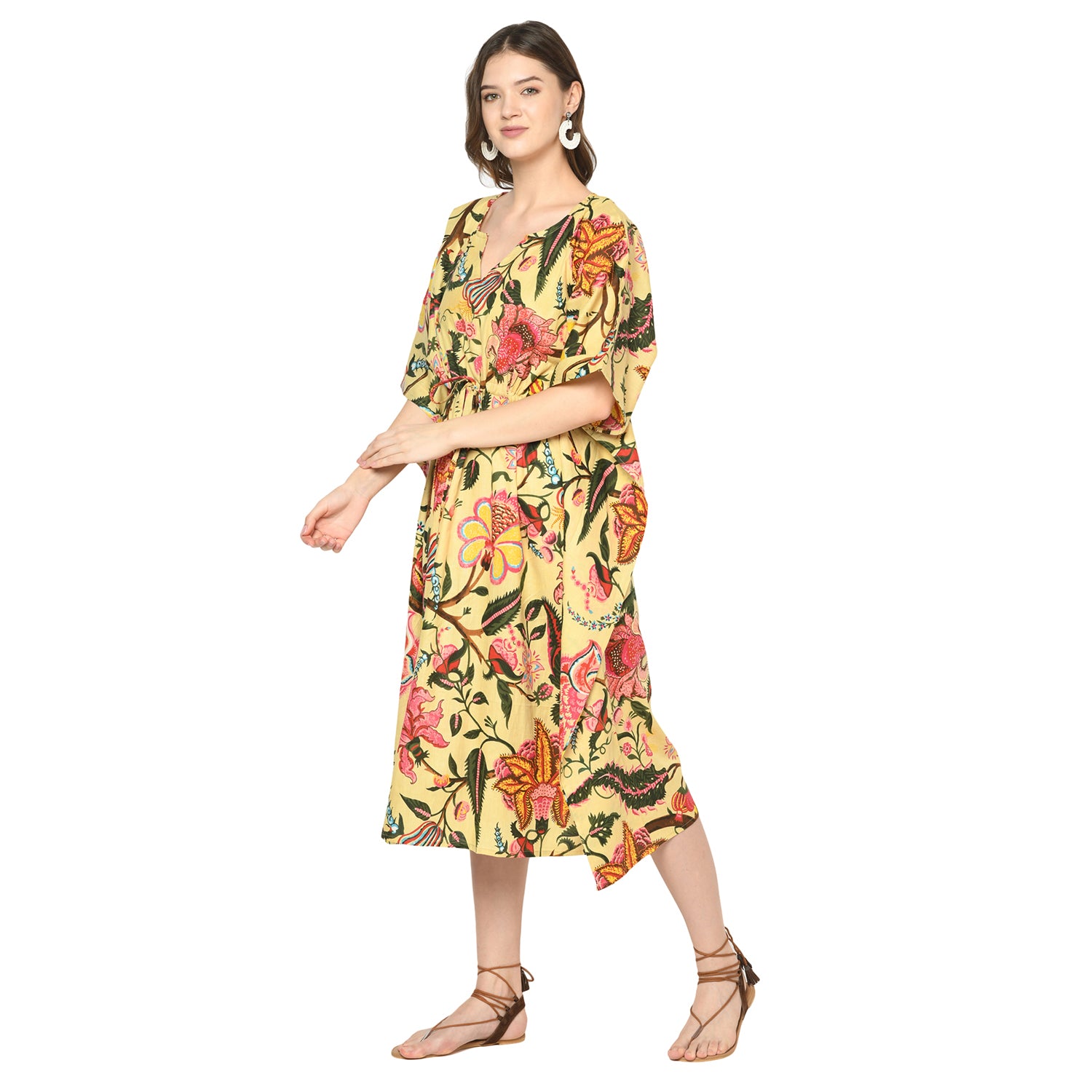 'Floral Fiesta' 100% Cotton Kaftan
