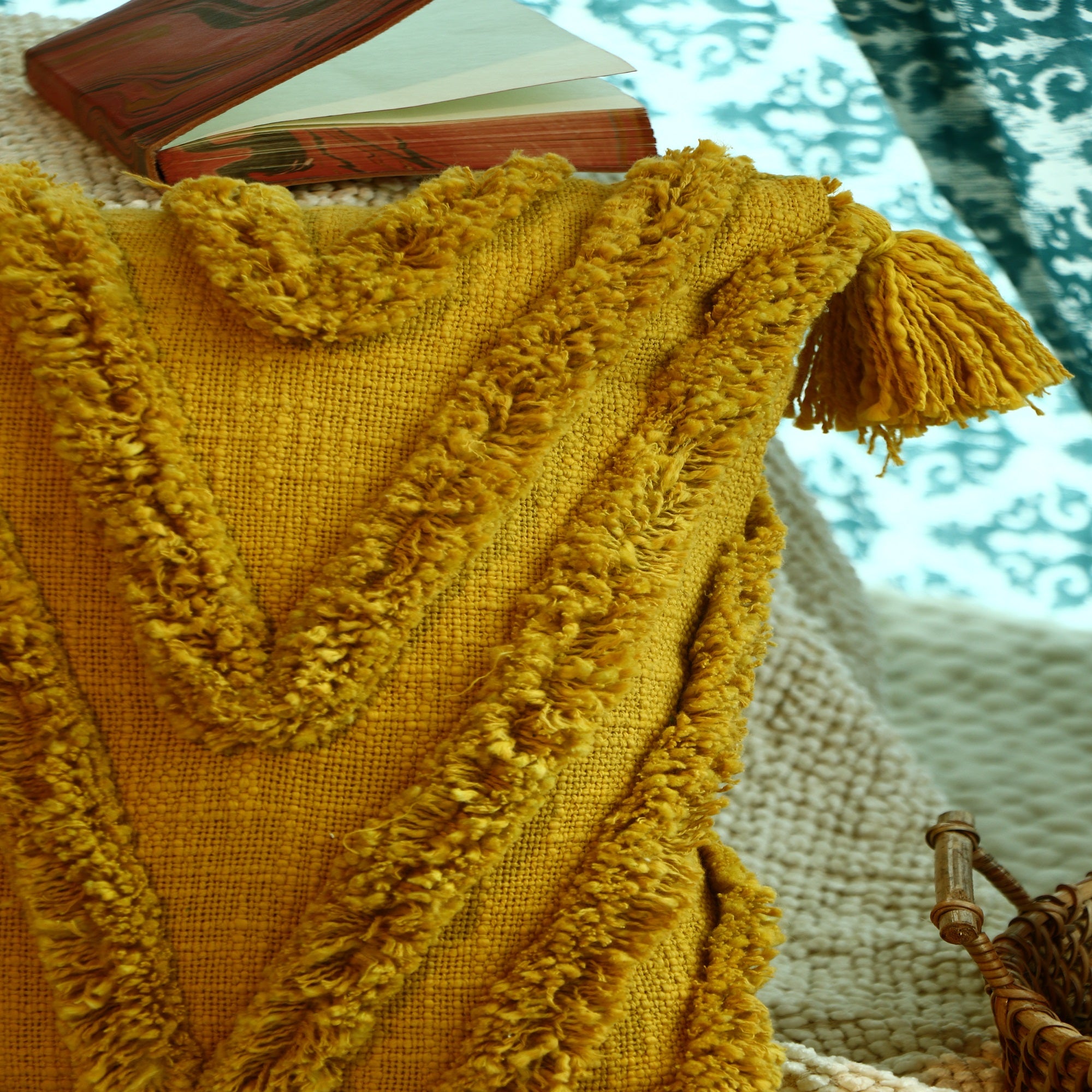 Linen Connections Moroccan Tassels Cushion Cover - Yellow