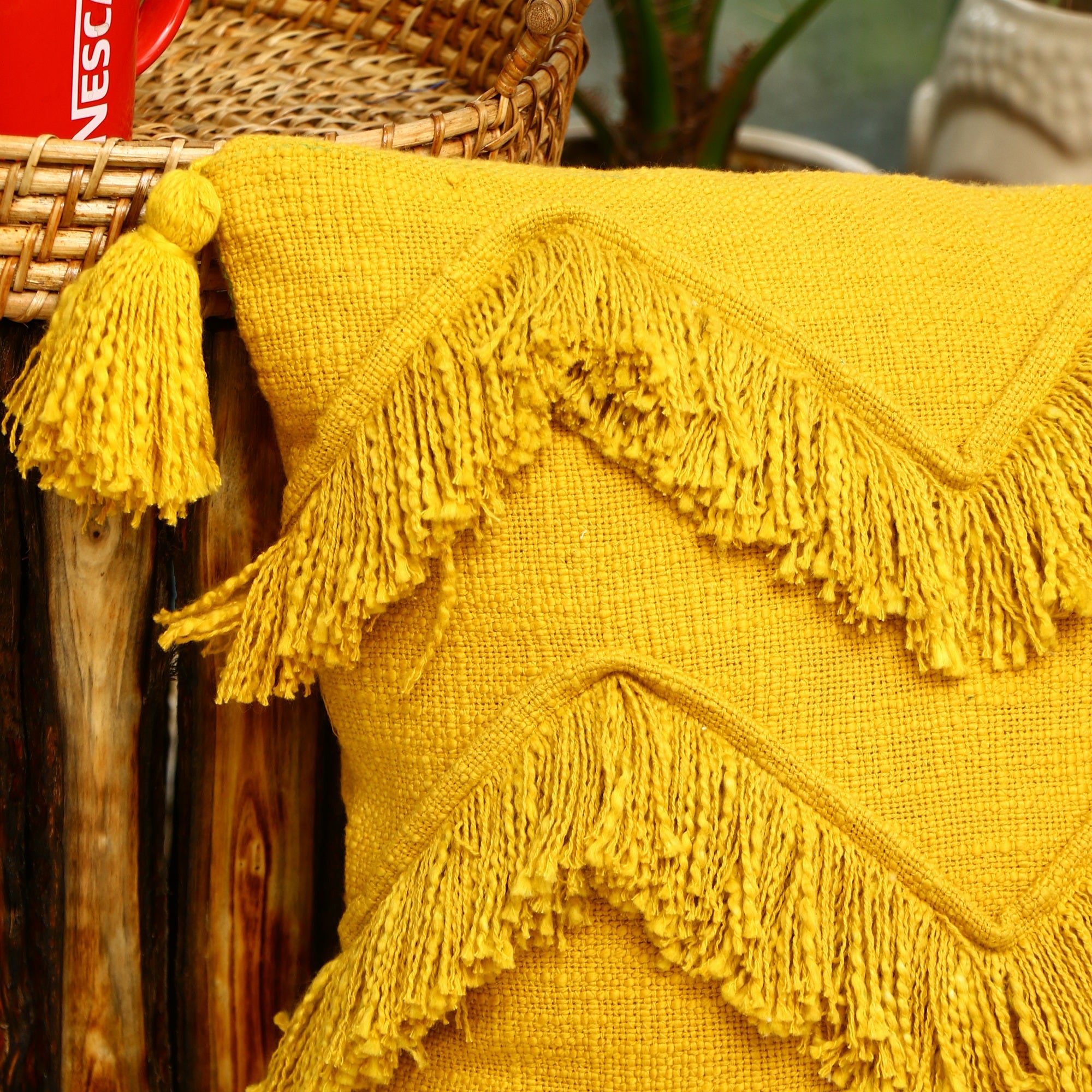 Linen Connections Moroccan Tassels Cushion Cover - Sunny