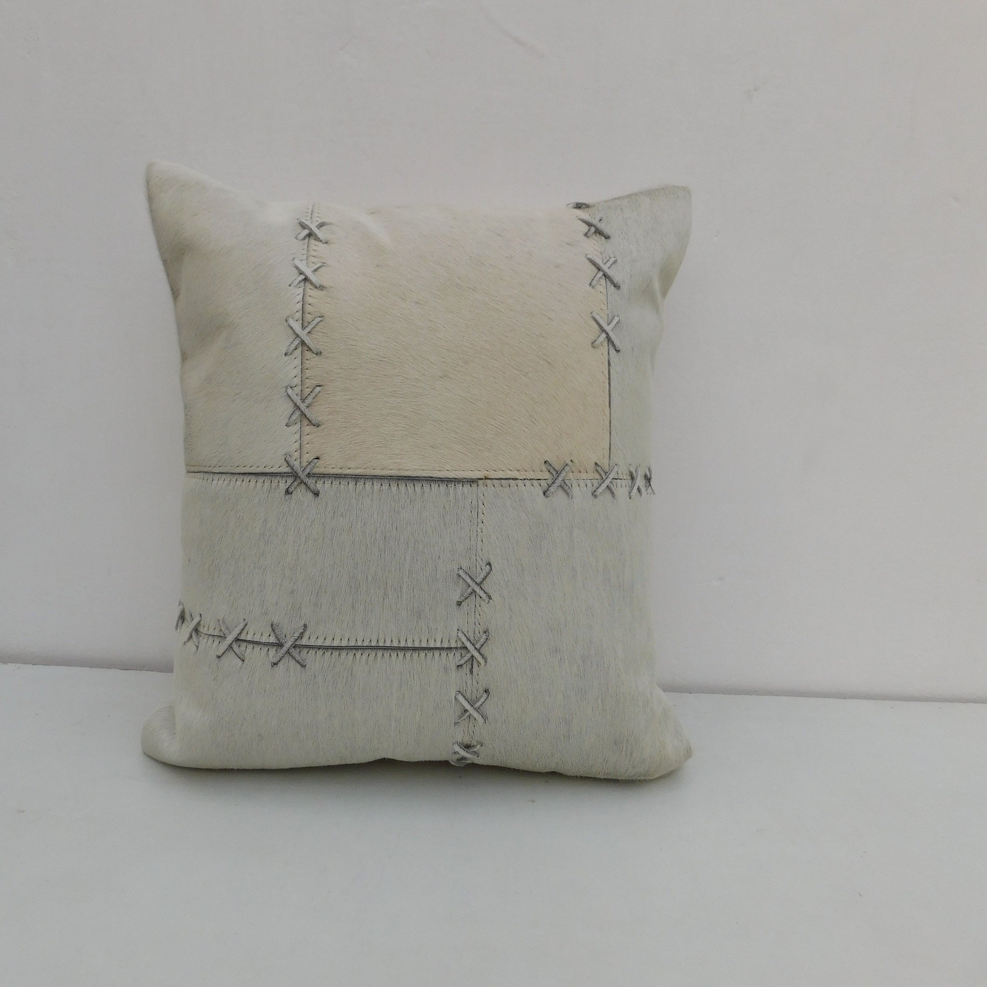 Exotic Cowhide Cushion Cover - Grey Crosses Pillowcase