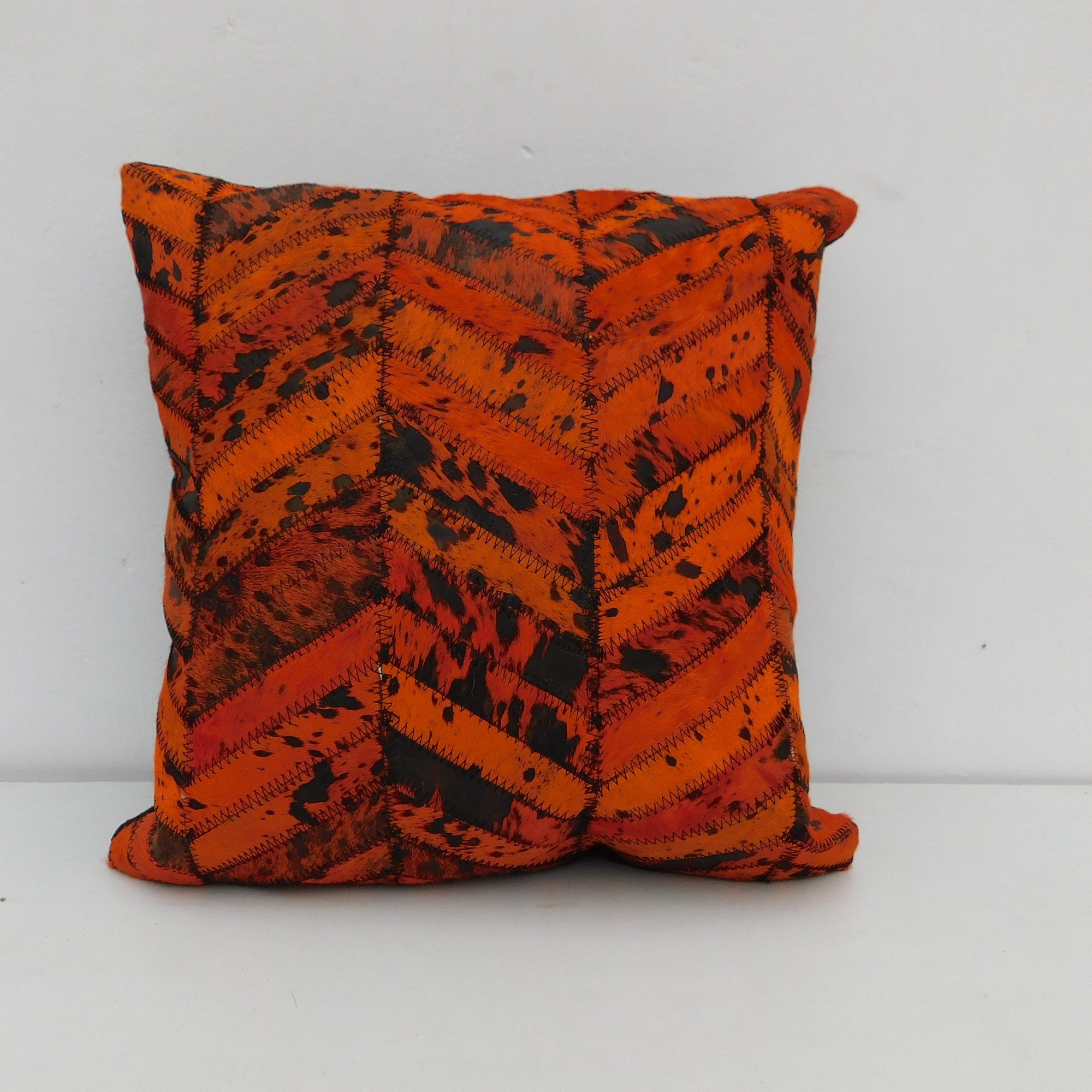 Exotic Cowhide Cushion Cover - Orange Pillowcase