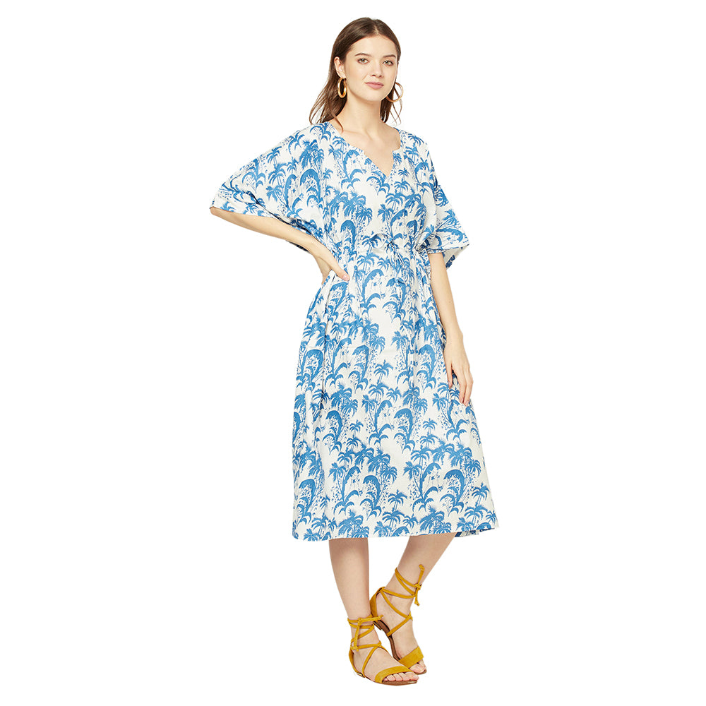 'Azure Breeze' 100% Cotton Kaftan