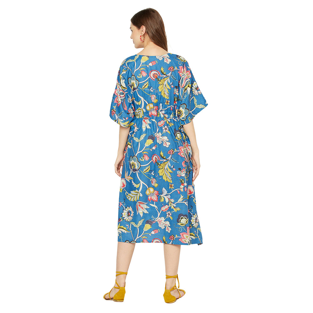'Cerulean Charm' 100% Cotton Kaftan