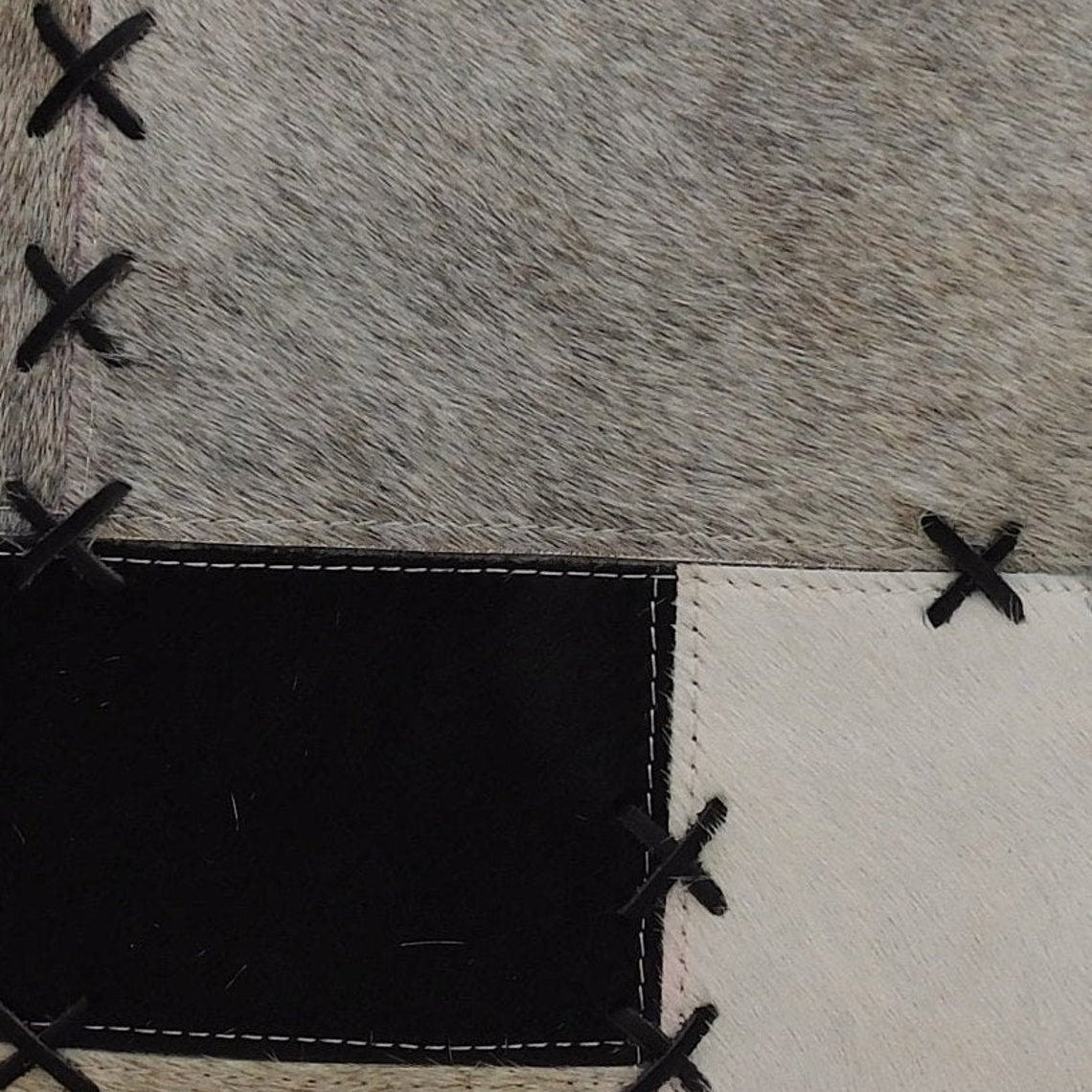 Exotic Cowhide Cushion Cover - Black Crosses Pillowcase