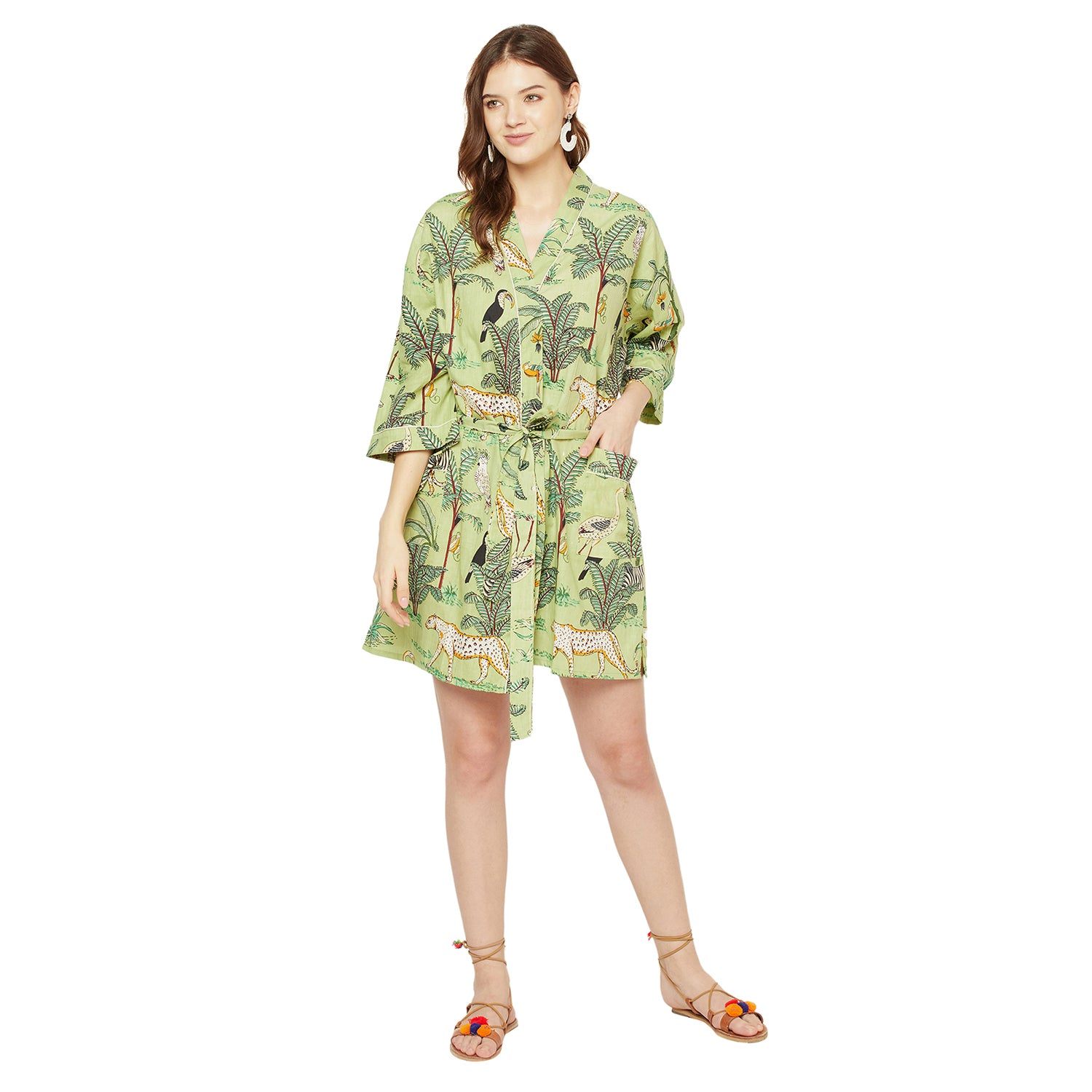 "Summer Serenity" - Kimono Cotton Dressing Gown