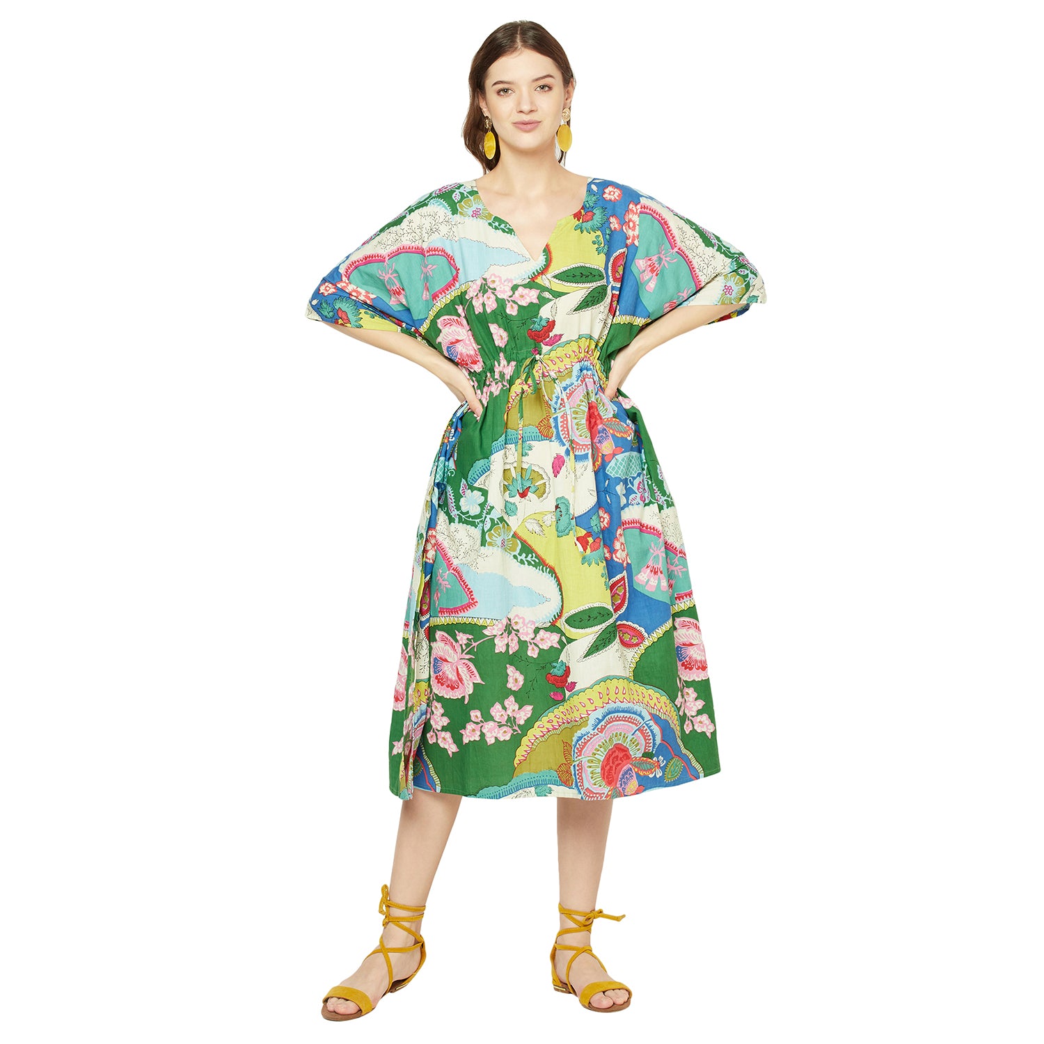 'Floral Mosaic' 100% Cotton Kaftan