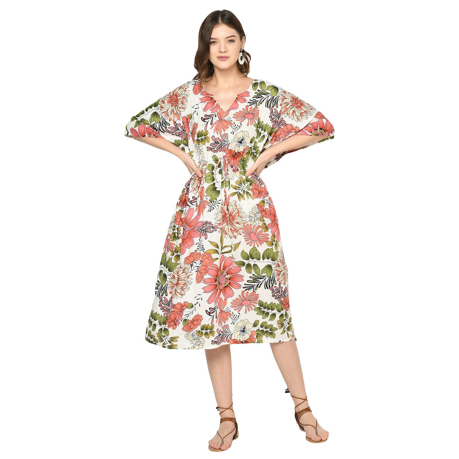 'Botanical Breeze' 100% Cotton Kaftan