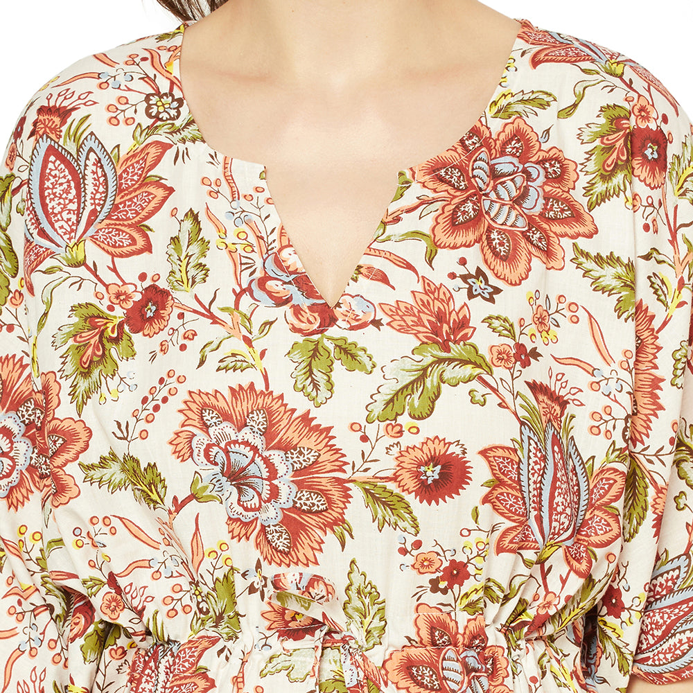 'Floral Escape' 100% Cotton Kaftan
