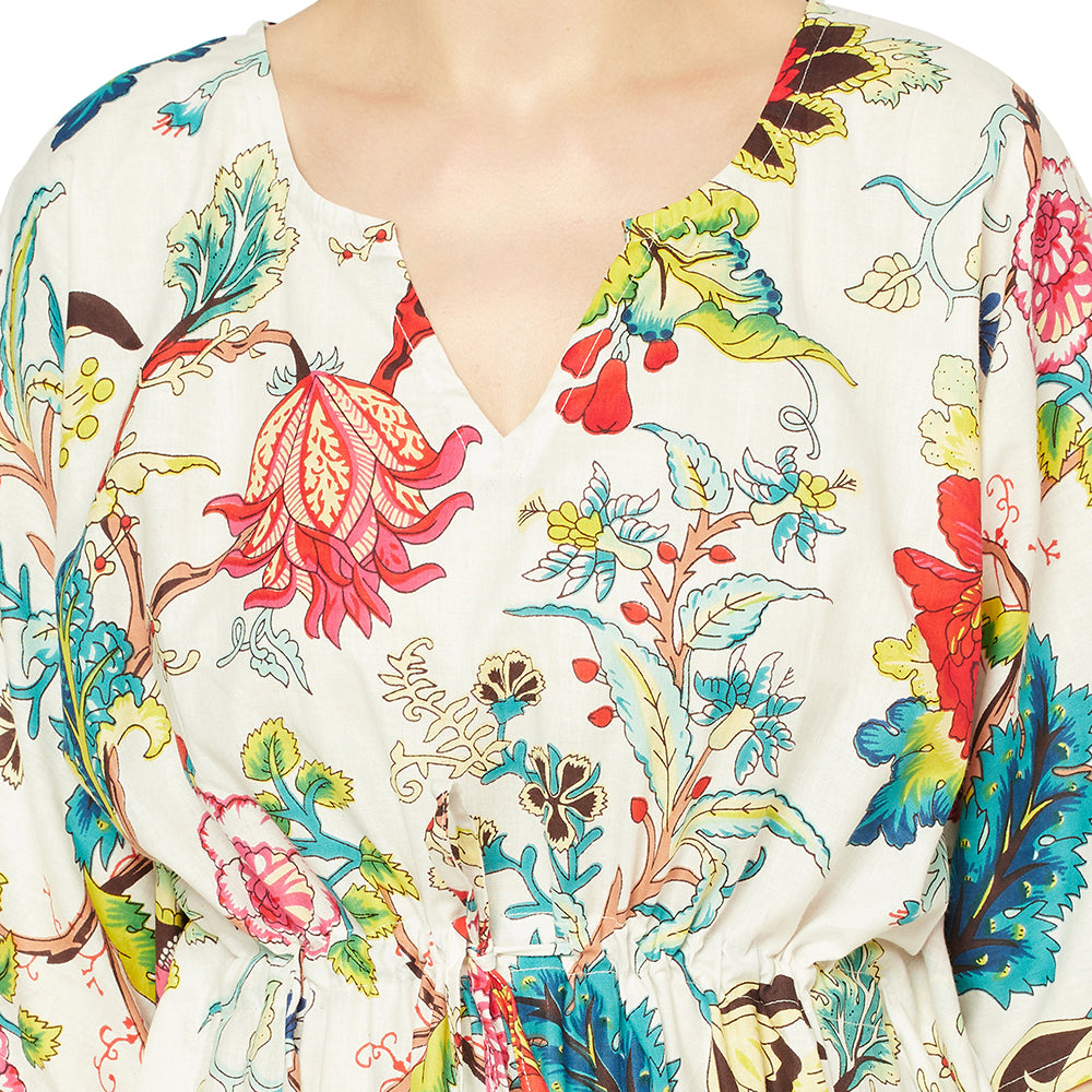 'Floral Siesta' 100% Cotton Kaftan