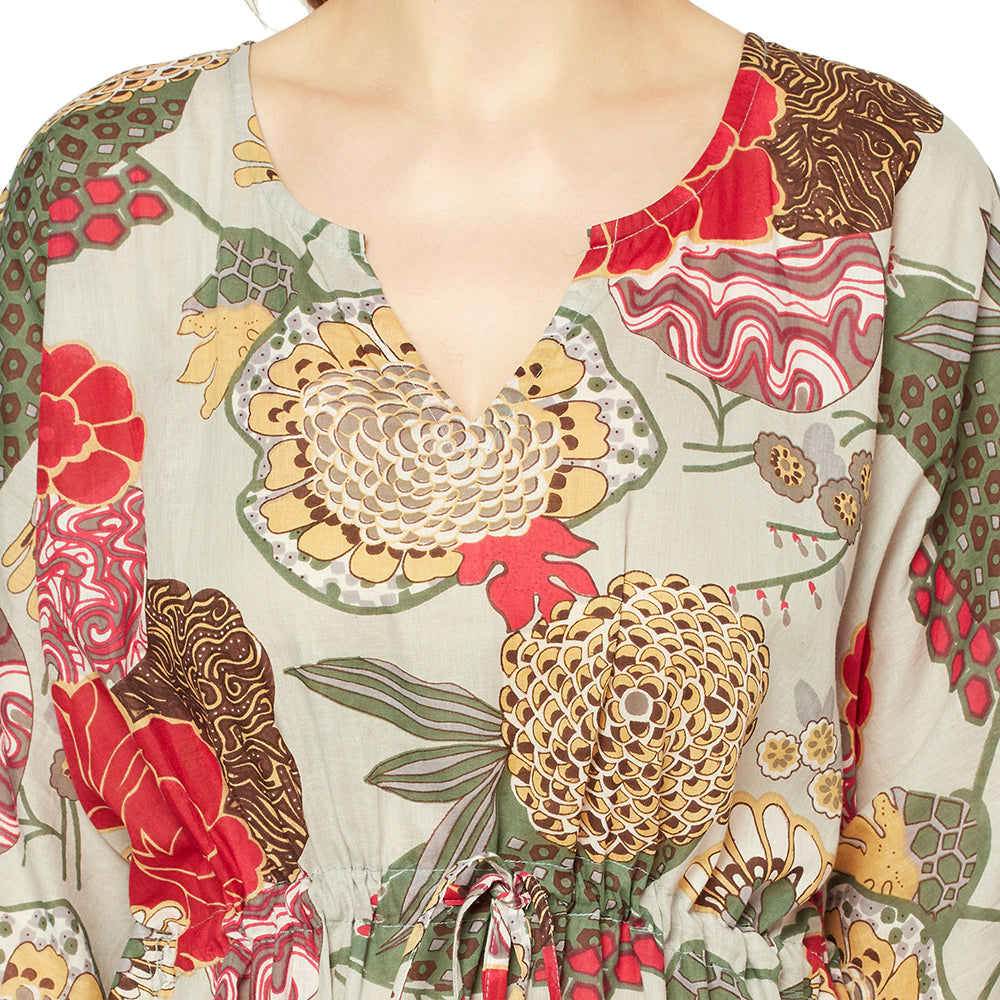 'Vivid Escape' 100% Cotton Kaftan