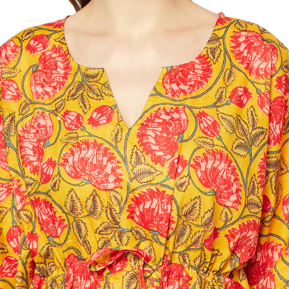 'Blossom Breeze' 100% Cotton Kaftan