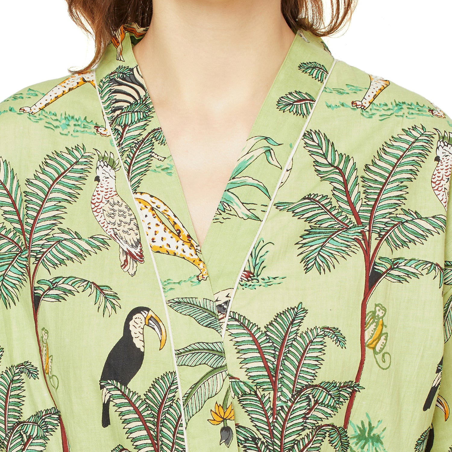 "Summer Serenity" - Kimono Cotton Dressing Gown