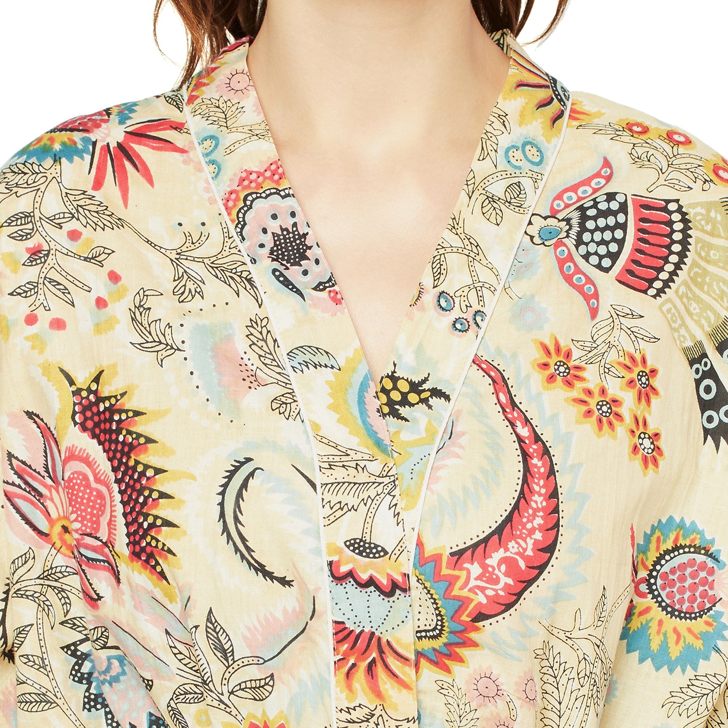 'Floral Canvas' 100% Cotton Kimono Robe