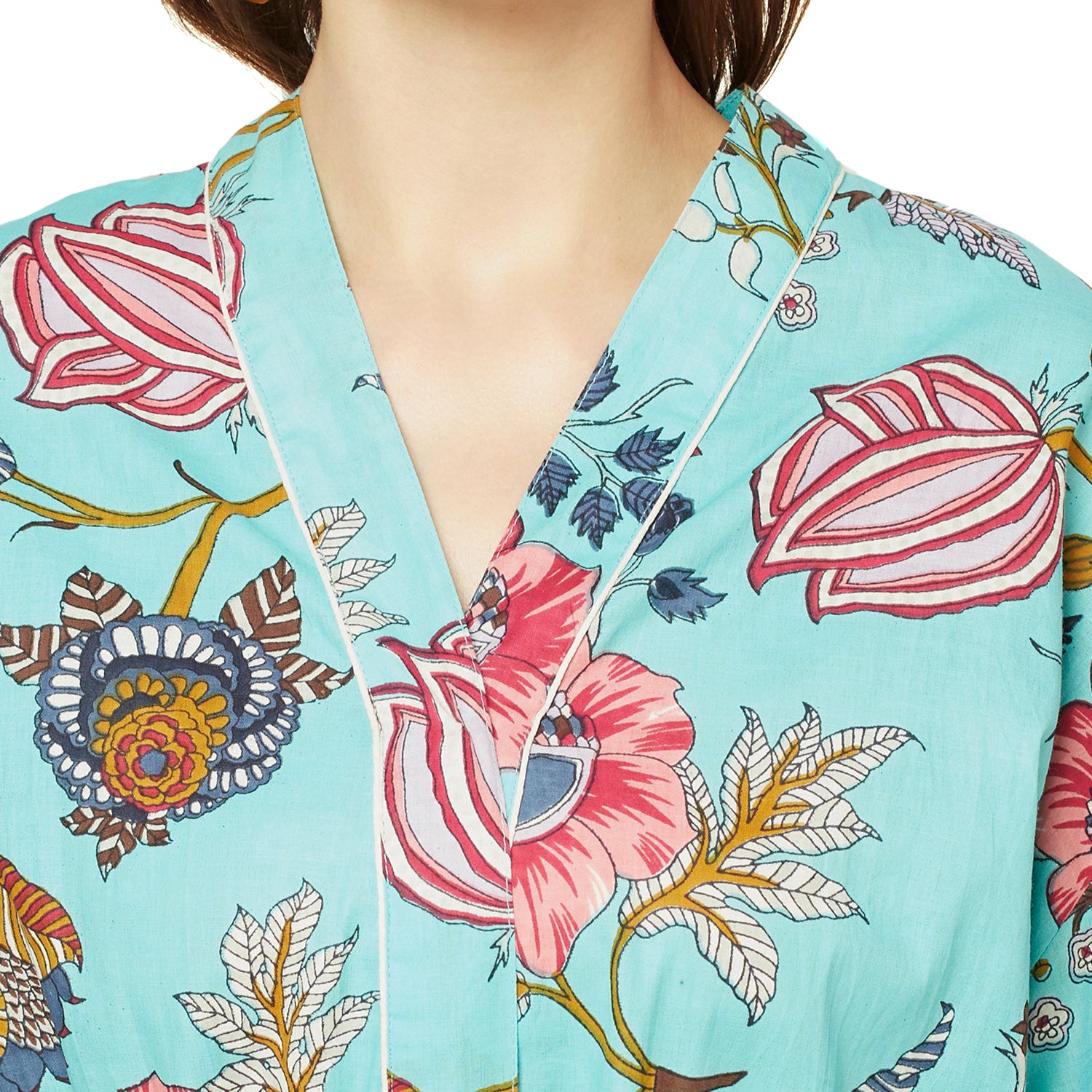 'Tropical Tranquility' 100% Cotton Kimono Robe