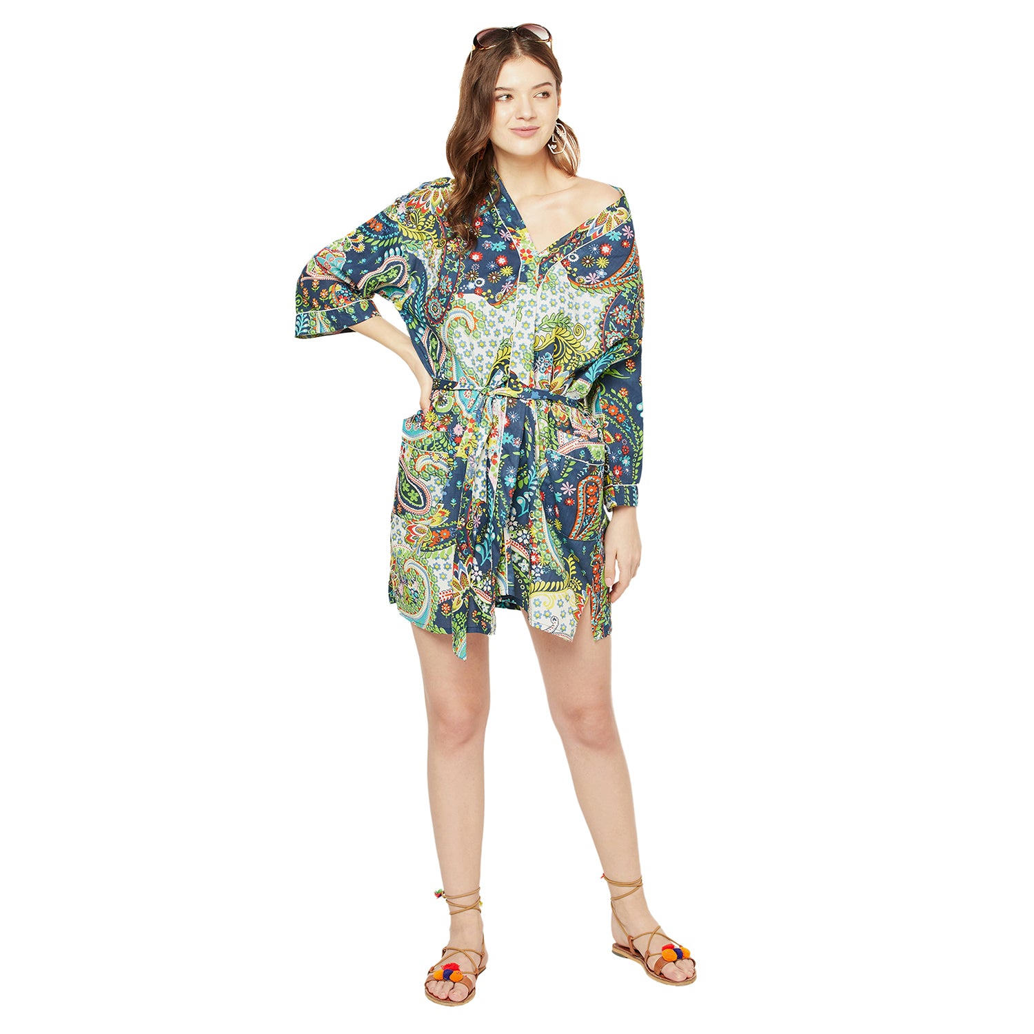 'Floral Retreat' 100% Cotton Kimono Robe
