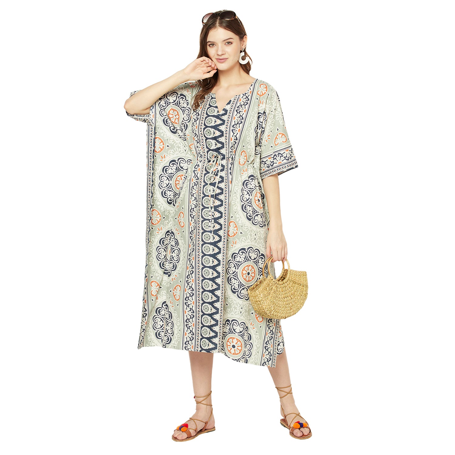 'Harmonious Hues' 100% Cotton Kaftan