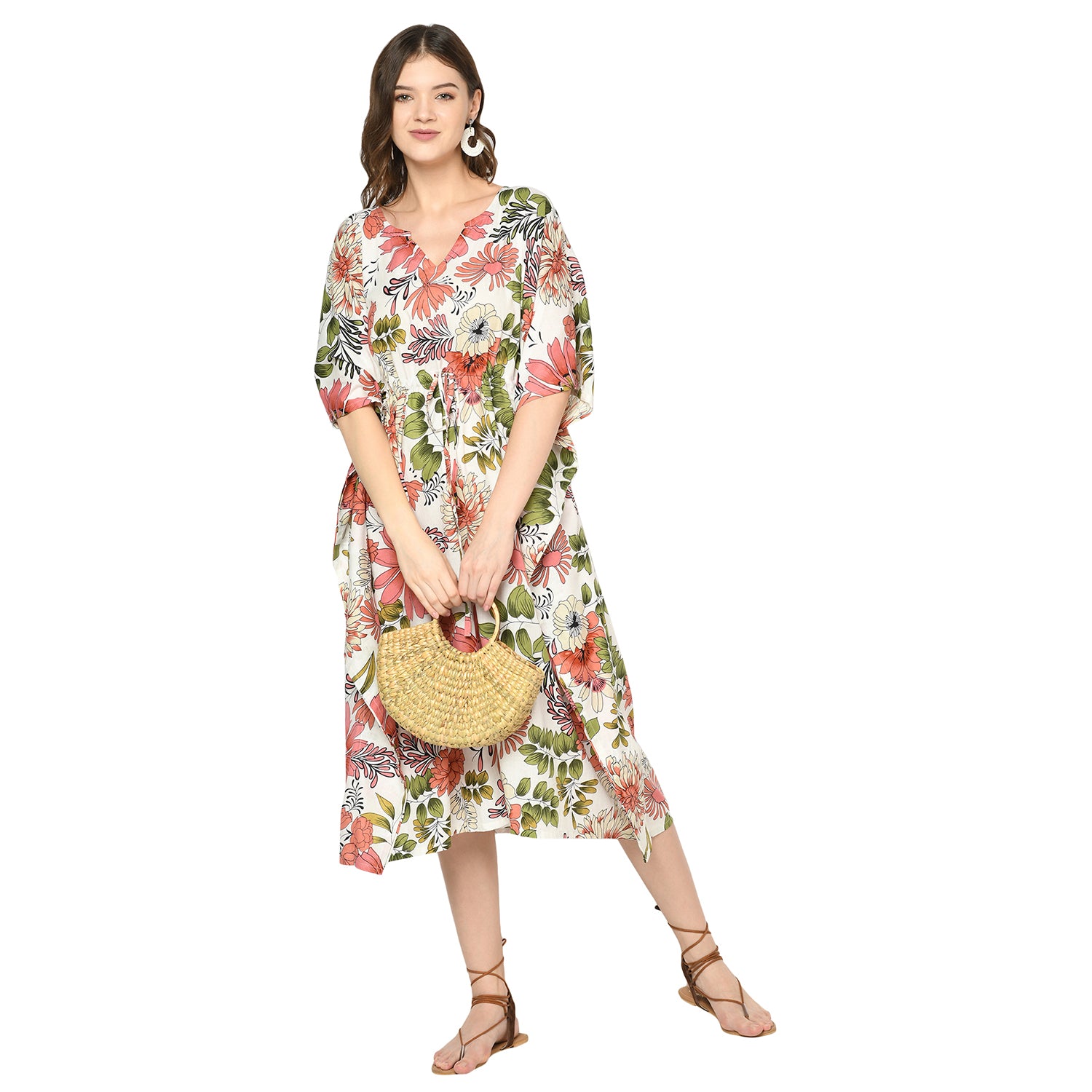 'Botanical Breeze' 100% Cotton Kaftan