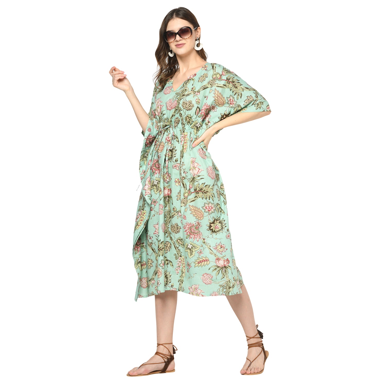 'Pastel Petals' 100% Cotton Kaftan