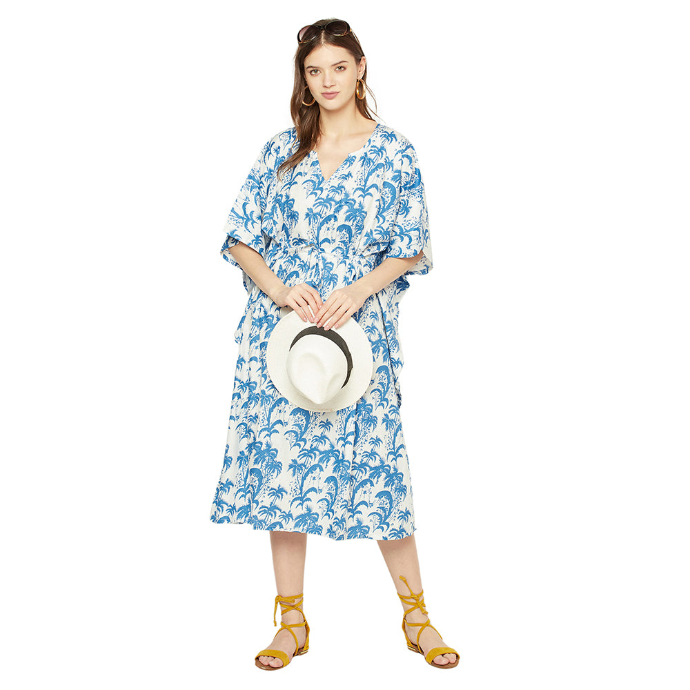 'Azure Breeze' 100% Cotton Kaftan
