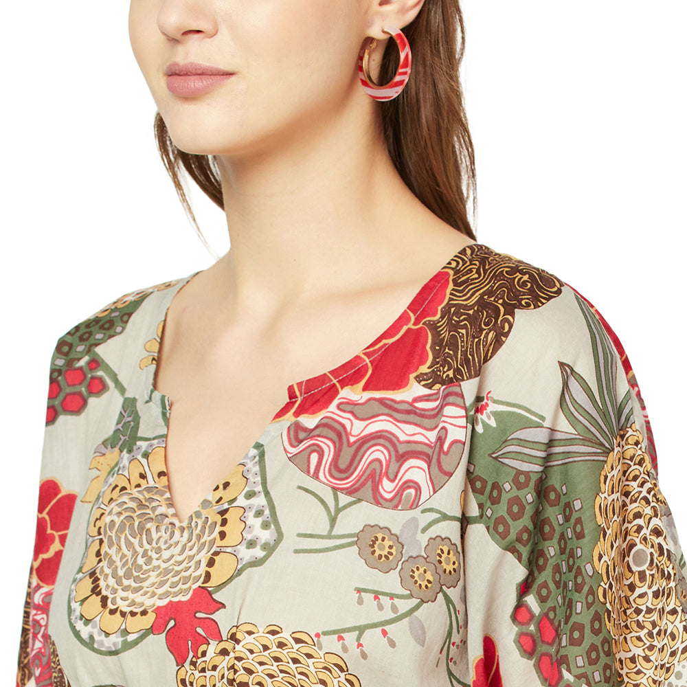 'Vivid Escape' 100% Cotton Kaftan