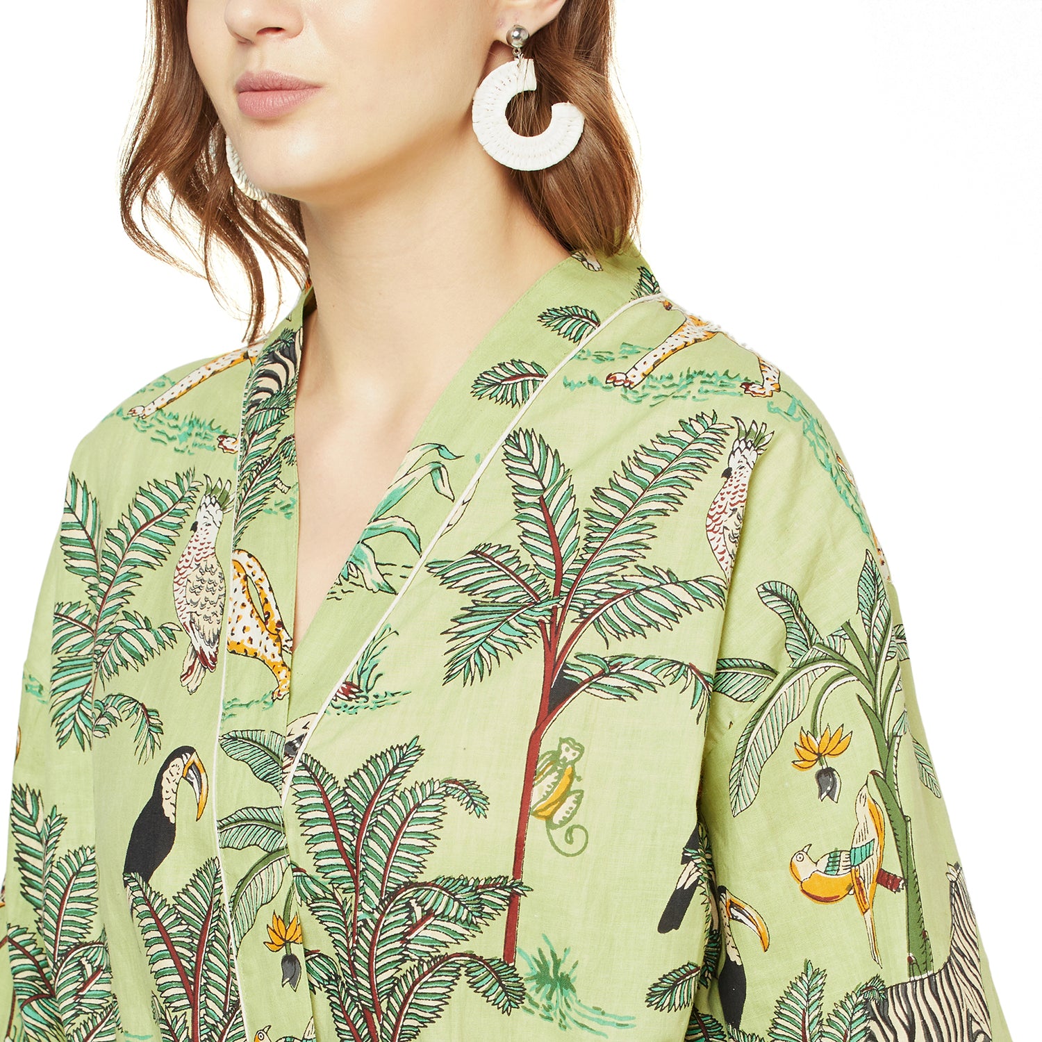 "Summer Serenity" - Kimono Cotton Dressing Gown