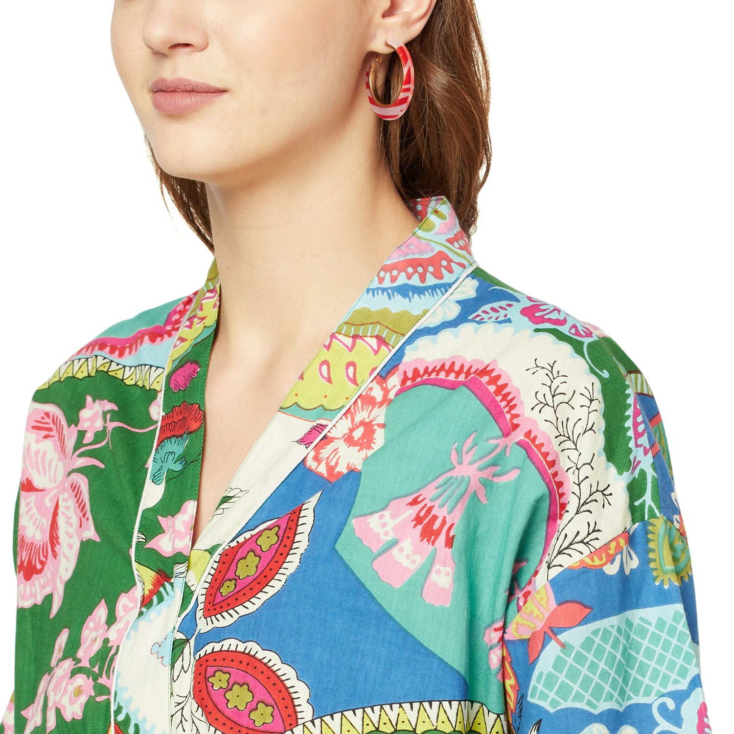 'Nature's Nirvana' 100% Cotton Kimono Robe