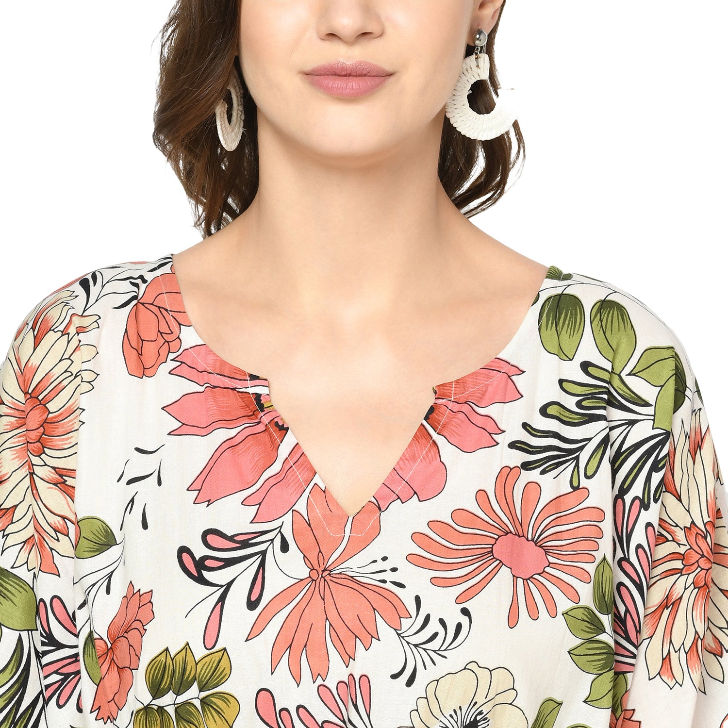 'Botanical Breeze' 100% Cotton Kaftan