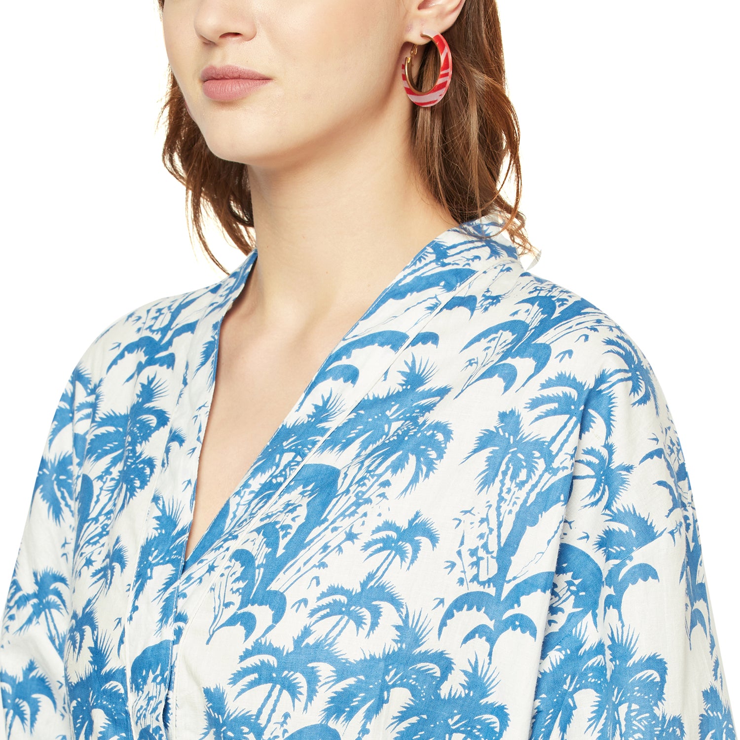 'Playful Palms' 100% Cotton Kimono Robe
