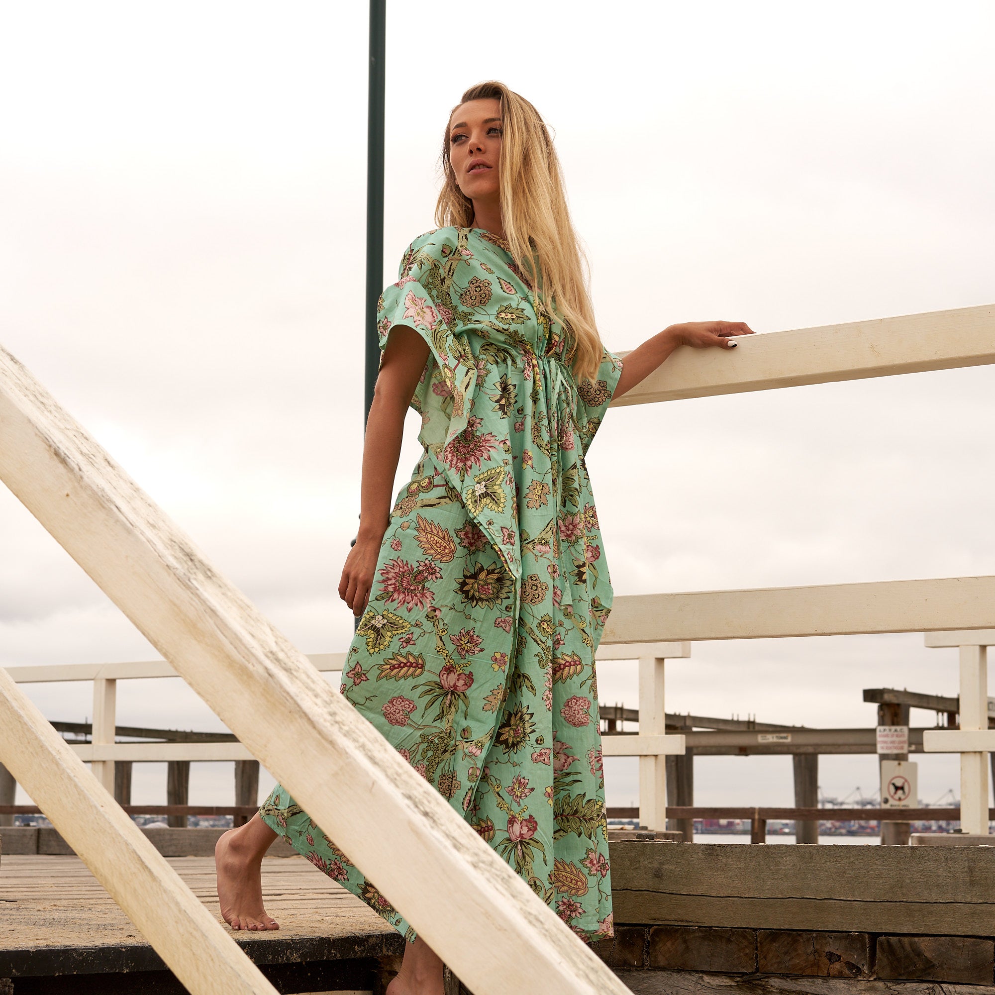 'Serene Botanics' 100% Cotton Kaftan