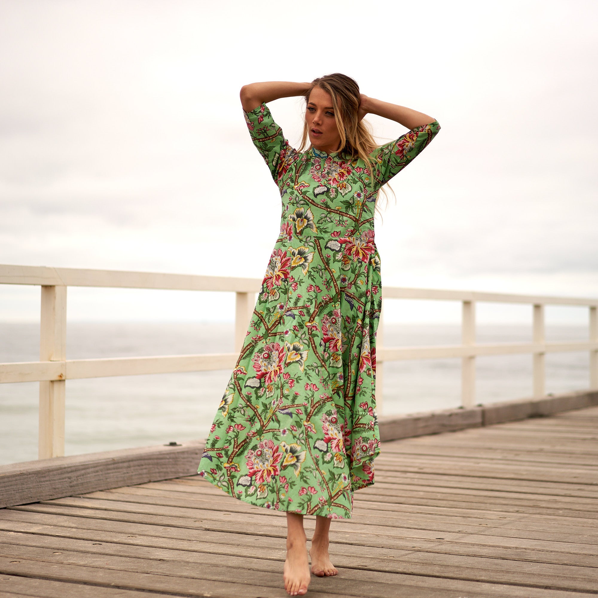 'Retro Petals' 100% Cotton Dress