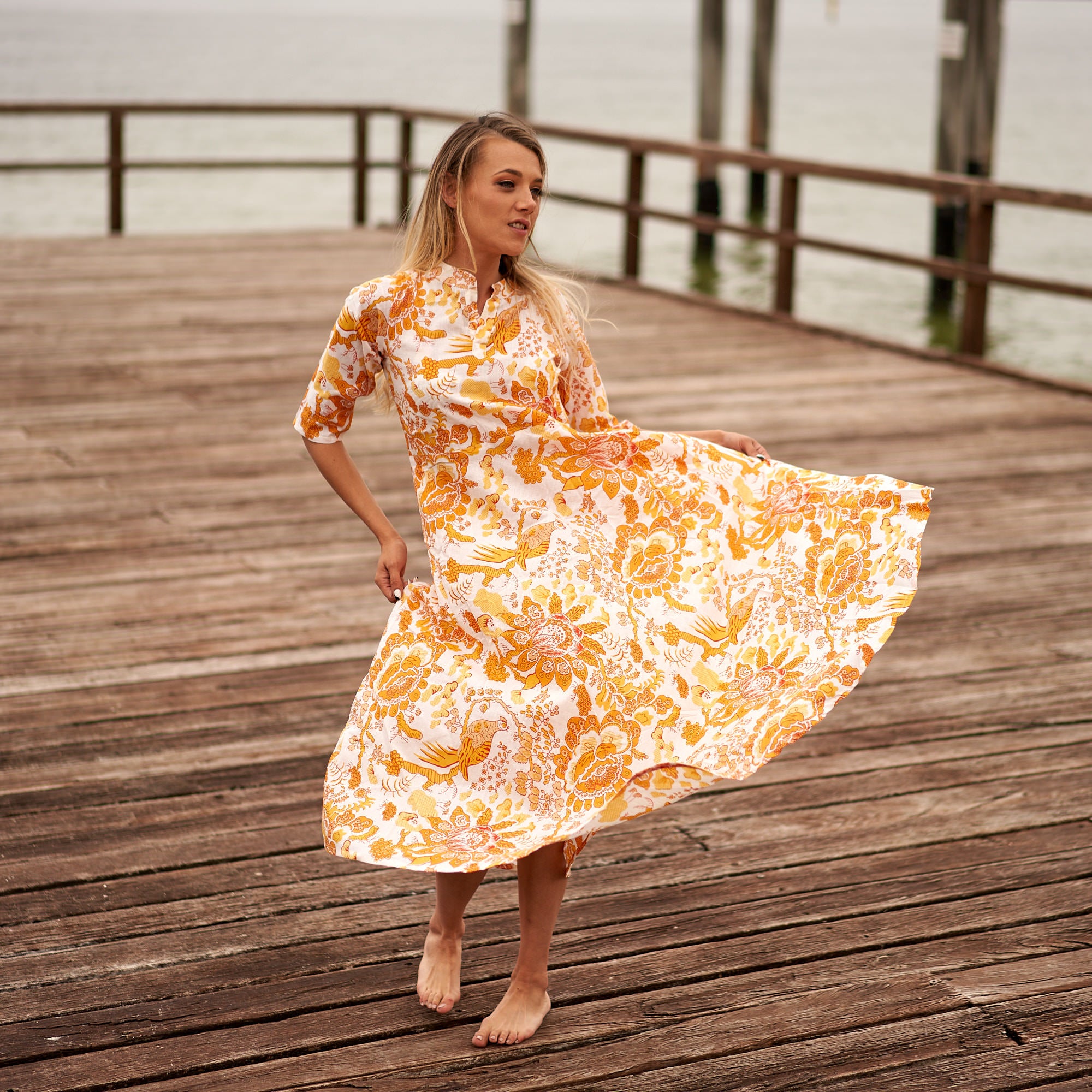 Relaxed fit maxi dress, bold boho fashion for summer
Beachwear cotton maxi dress with floral animal print, easy wear outfit
Fusion print maxi dress, breathable and stylish for everyday wear