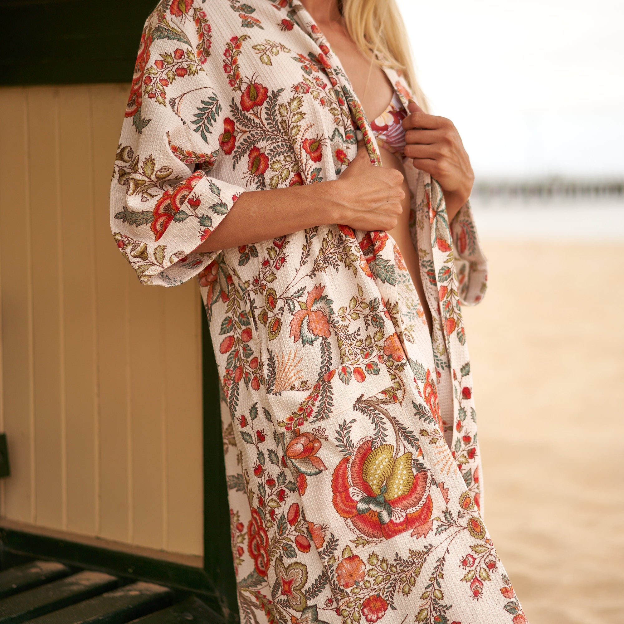 'Holiday's Best' 100% Waffle Cotton Kimono Robe Robe