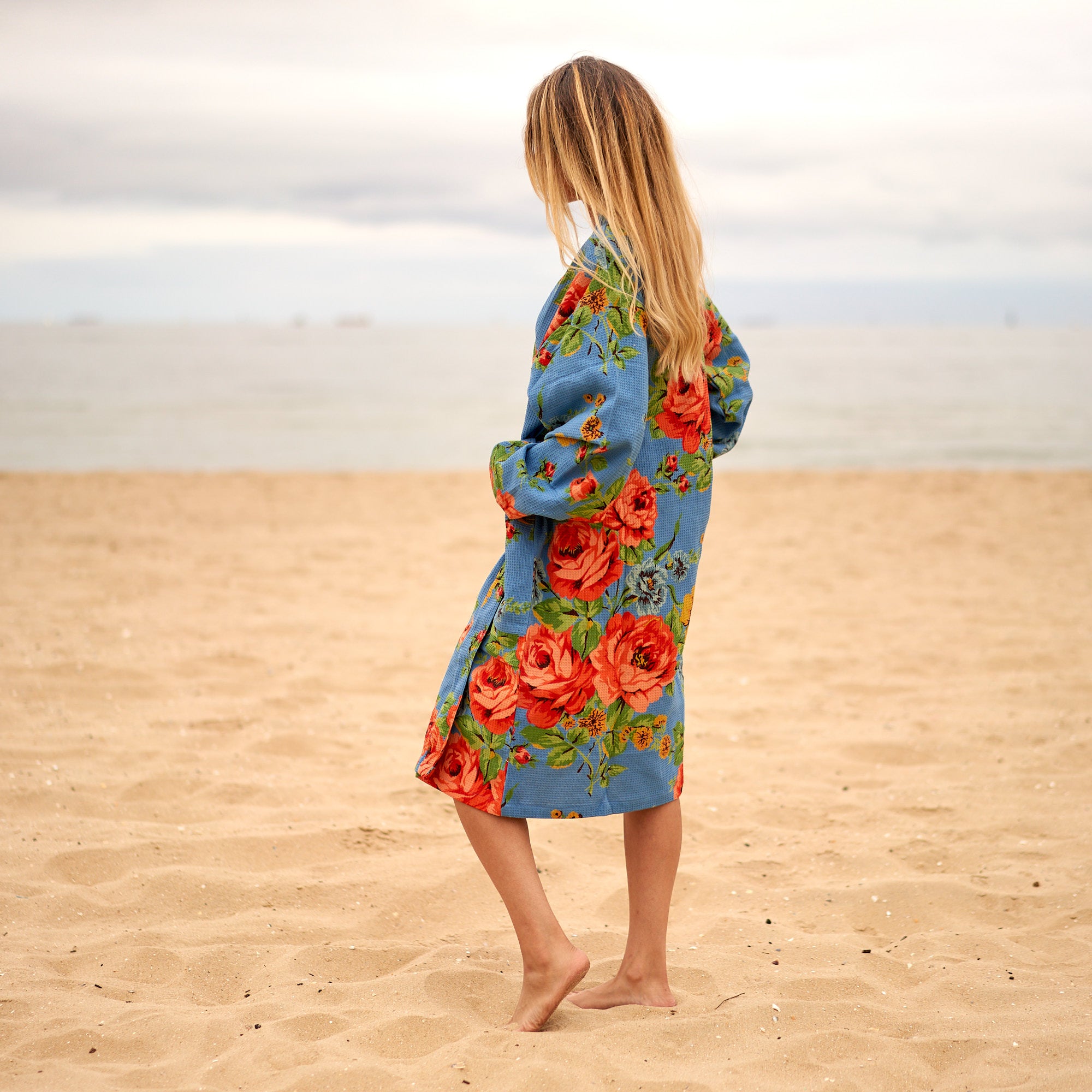 'Fresh Florals' 100% Waffle Cotton Kimono Robe Robe