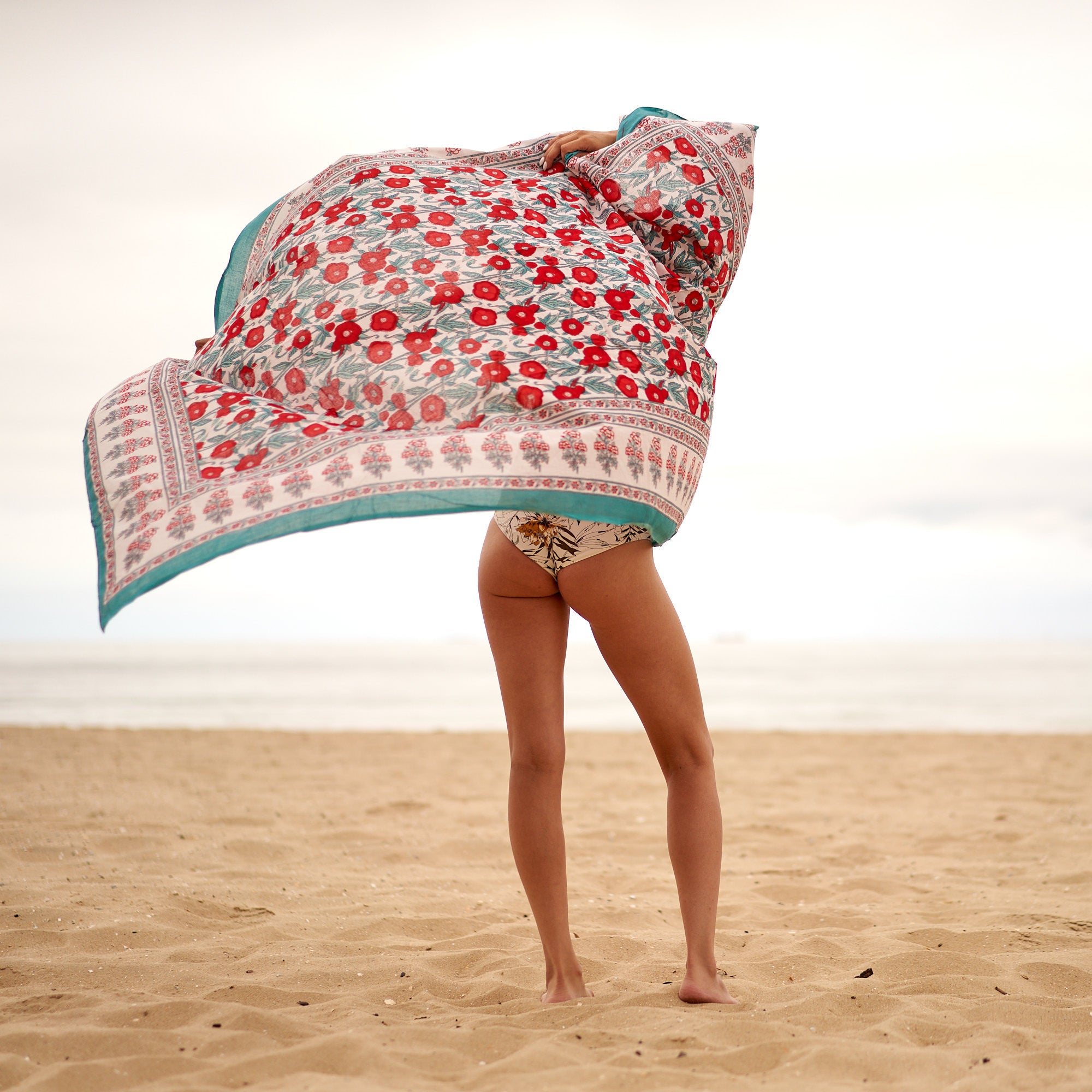 'Florals & Waves' 100% Cotton Sarong