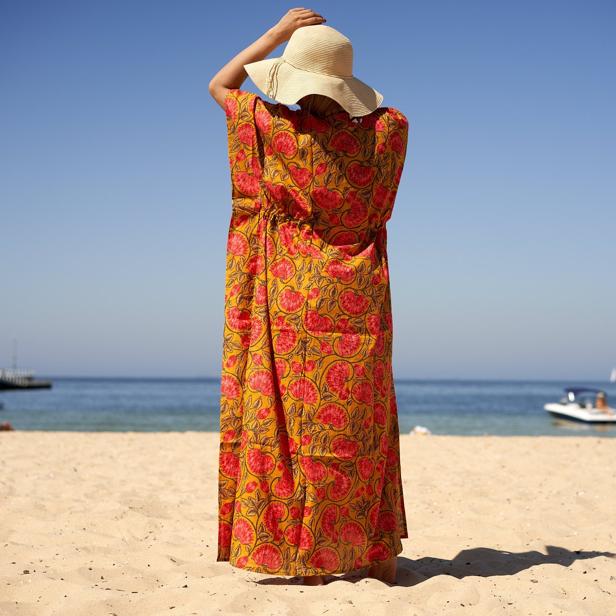 'Sunshine Soiree' 100% Cotton Kaftan