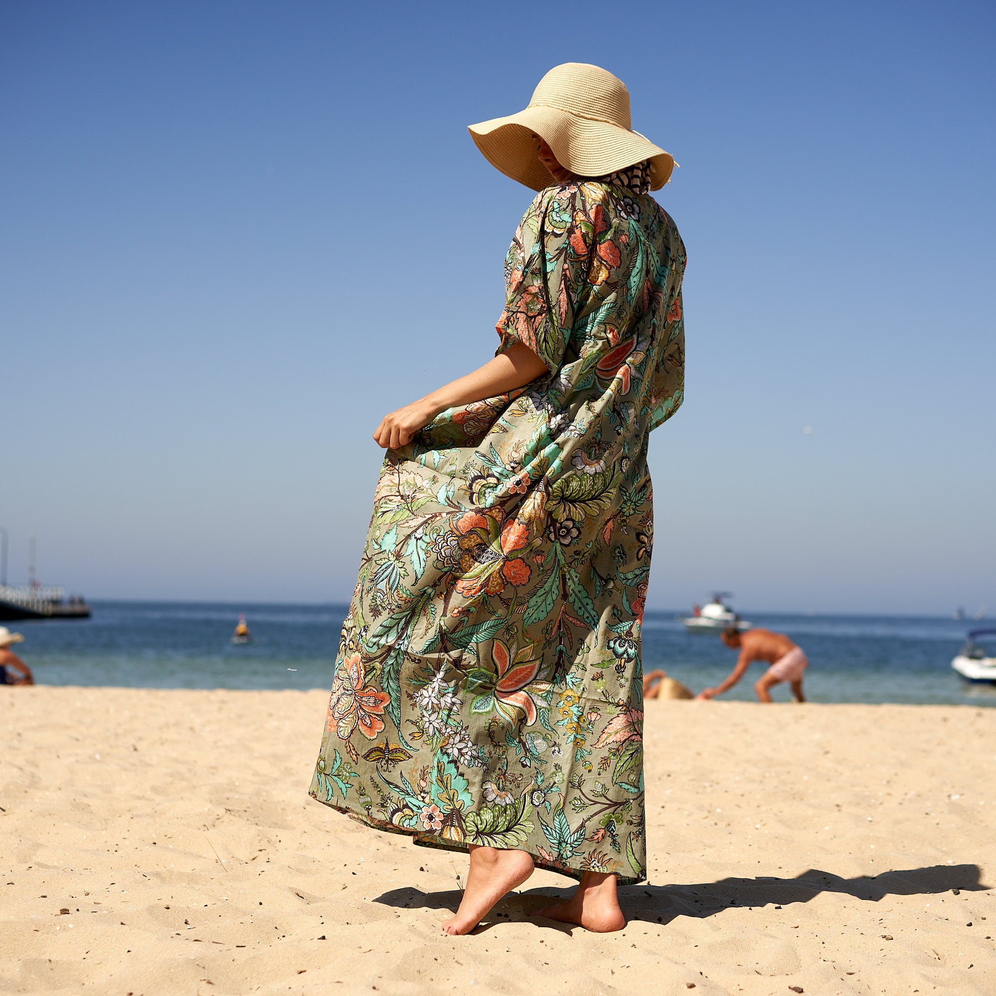 'Holiday Florals' 100% Cotton Kaftan