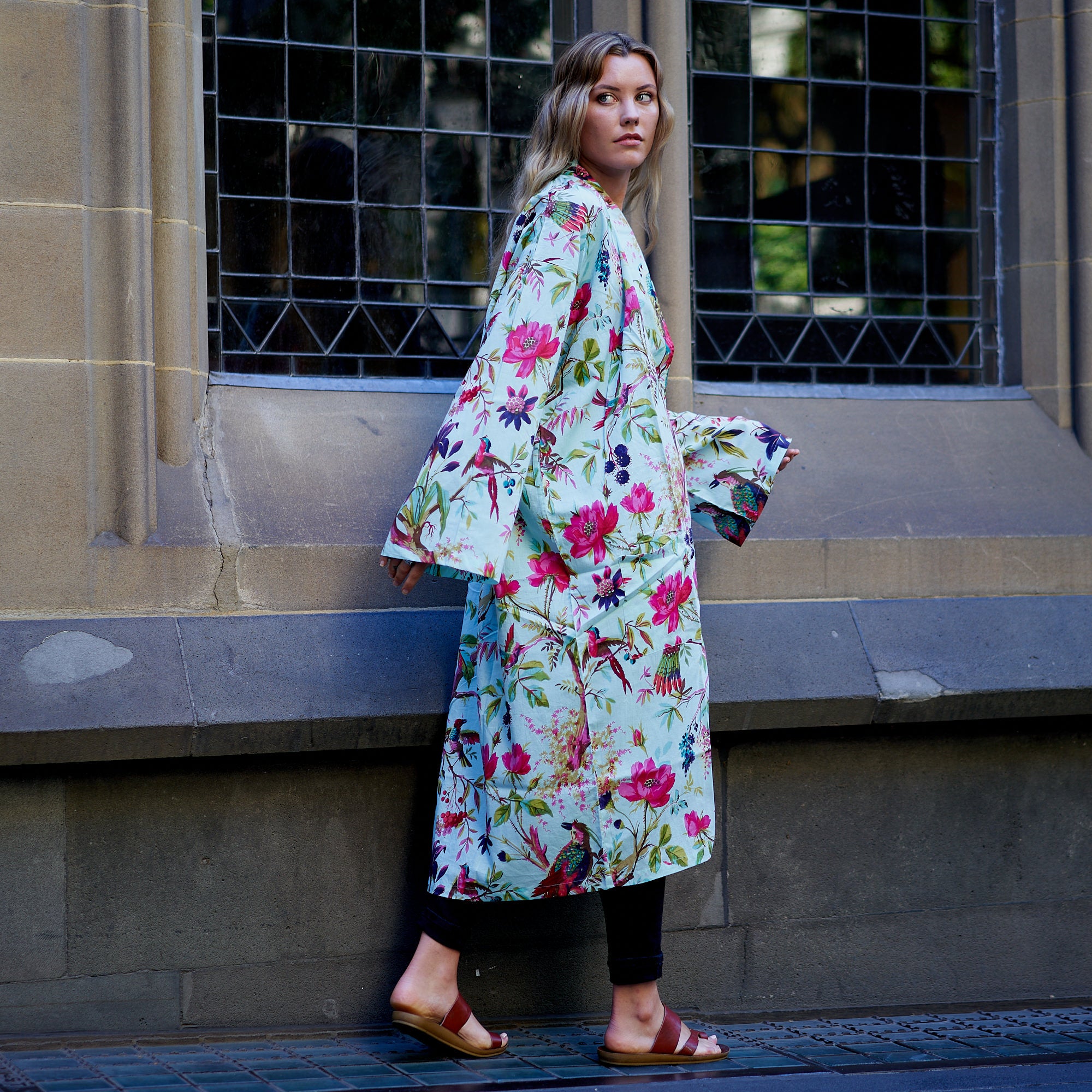 'Tranquil Retreat' 100% Cotton Kimono Robe