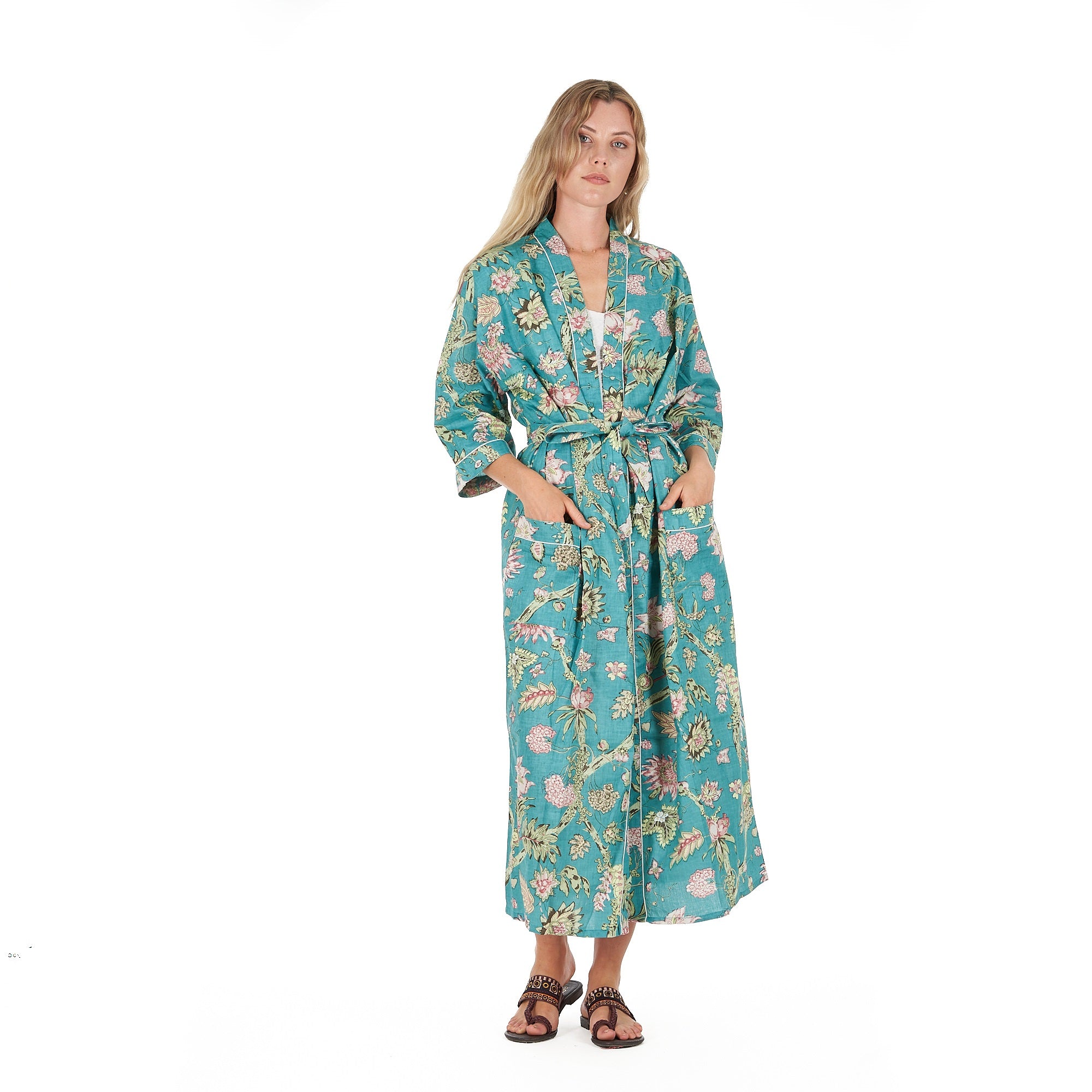 'Coastal Cool' 100% Cotton Kimono Robe