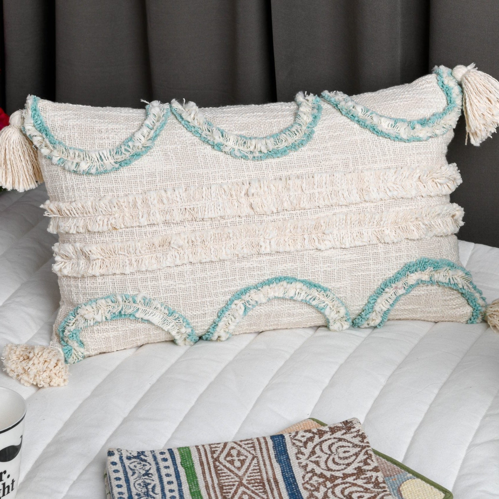 'Gypsy Soul' Hand-Woven Cotton Wool Cushion Cover