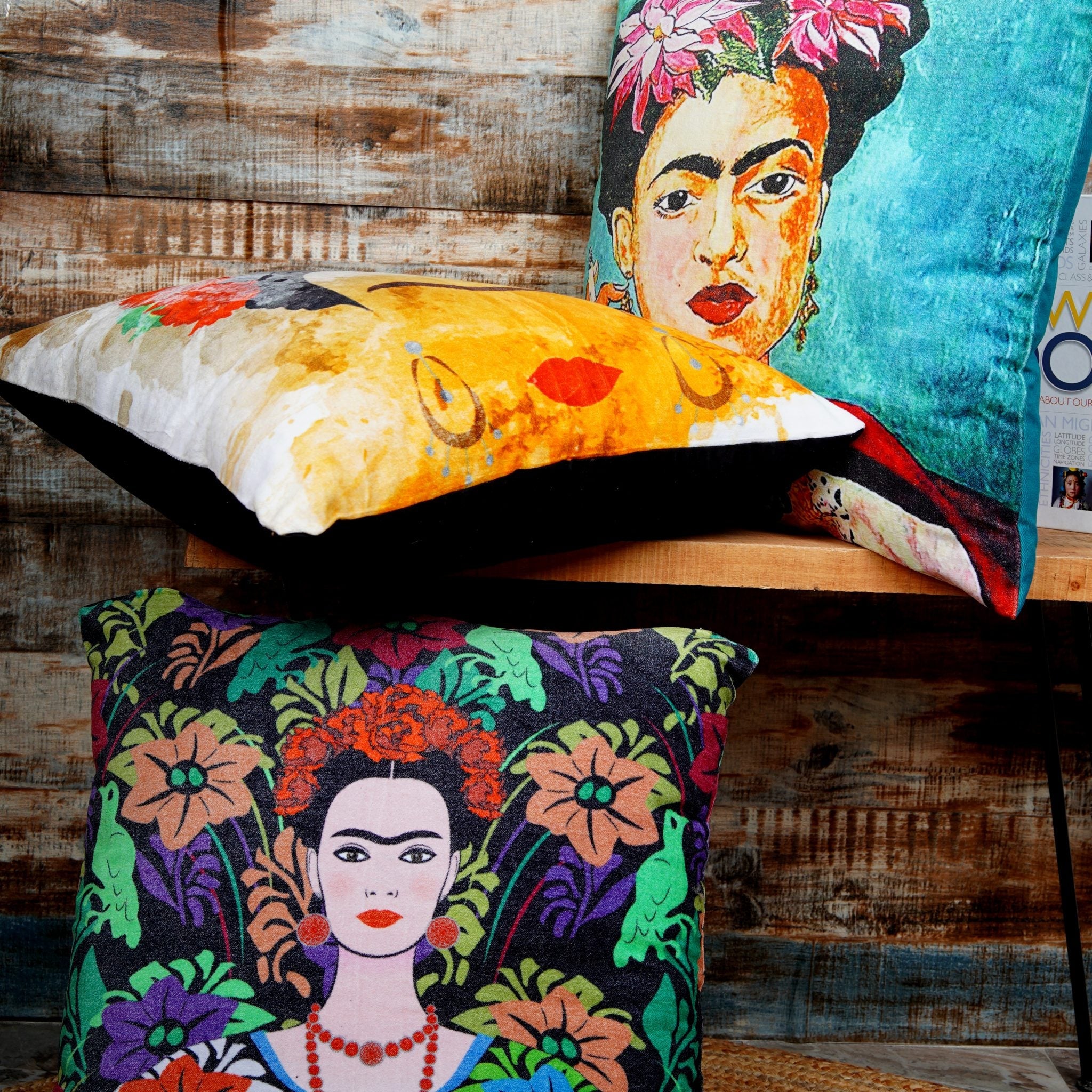 'Artistic Allure' 100% Cotton Velvet Cushion Cover