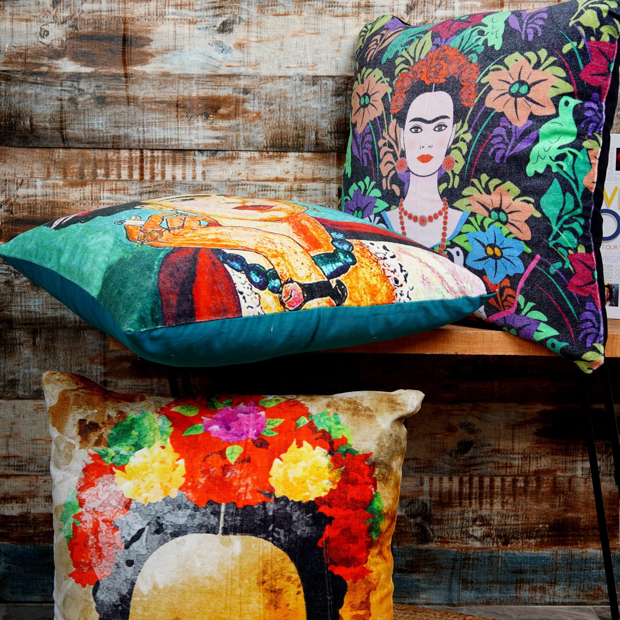 'Artistic Bohemia' 100% Cotton Velvet Cushion Cover