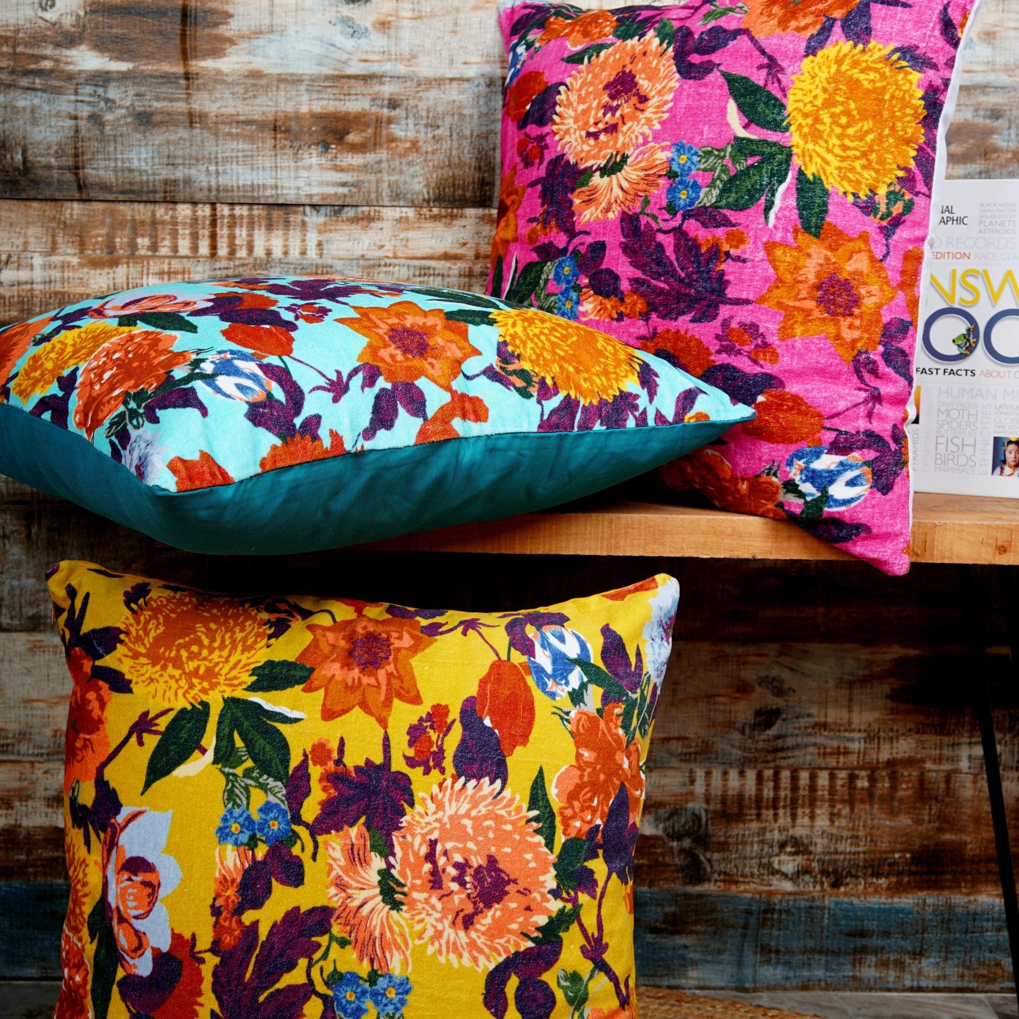 'Floral Dreamscape' 100% Cotton Velvet Cushion Cover