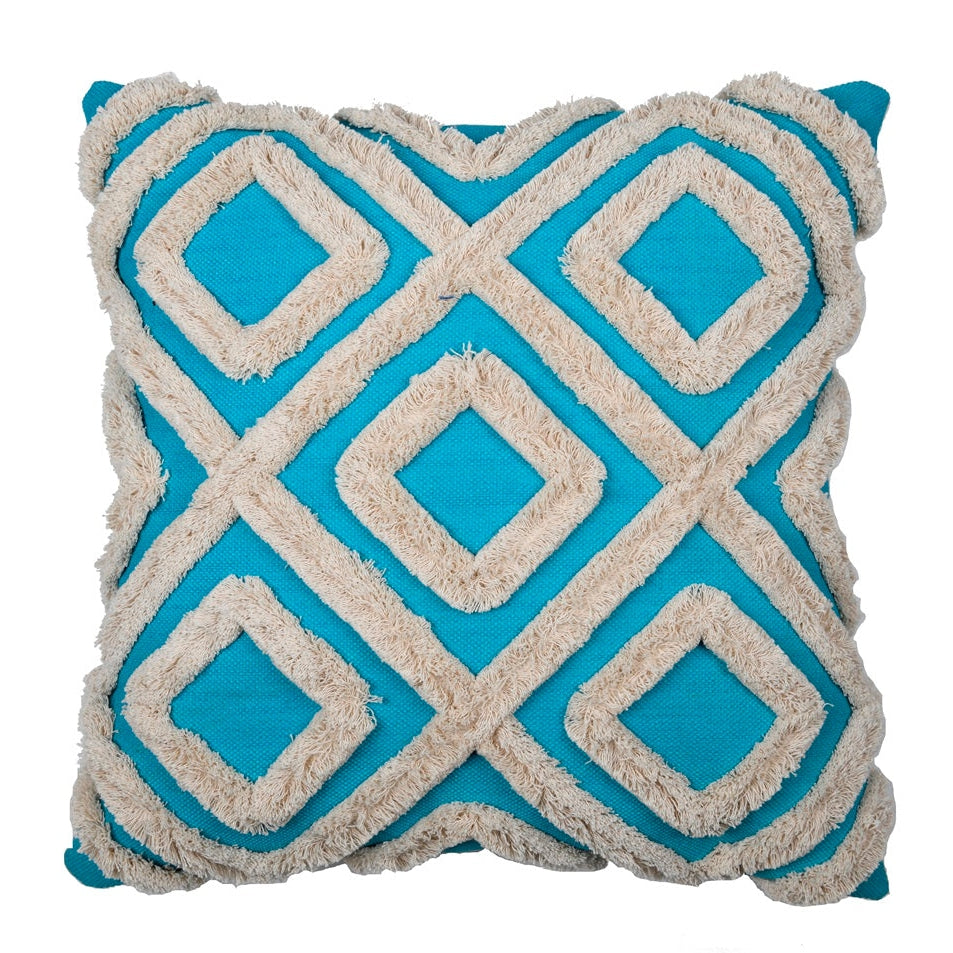 Linen Connections Moroccan Tassels Cushion Cover - Tufted Blue