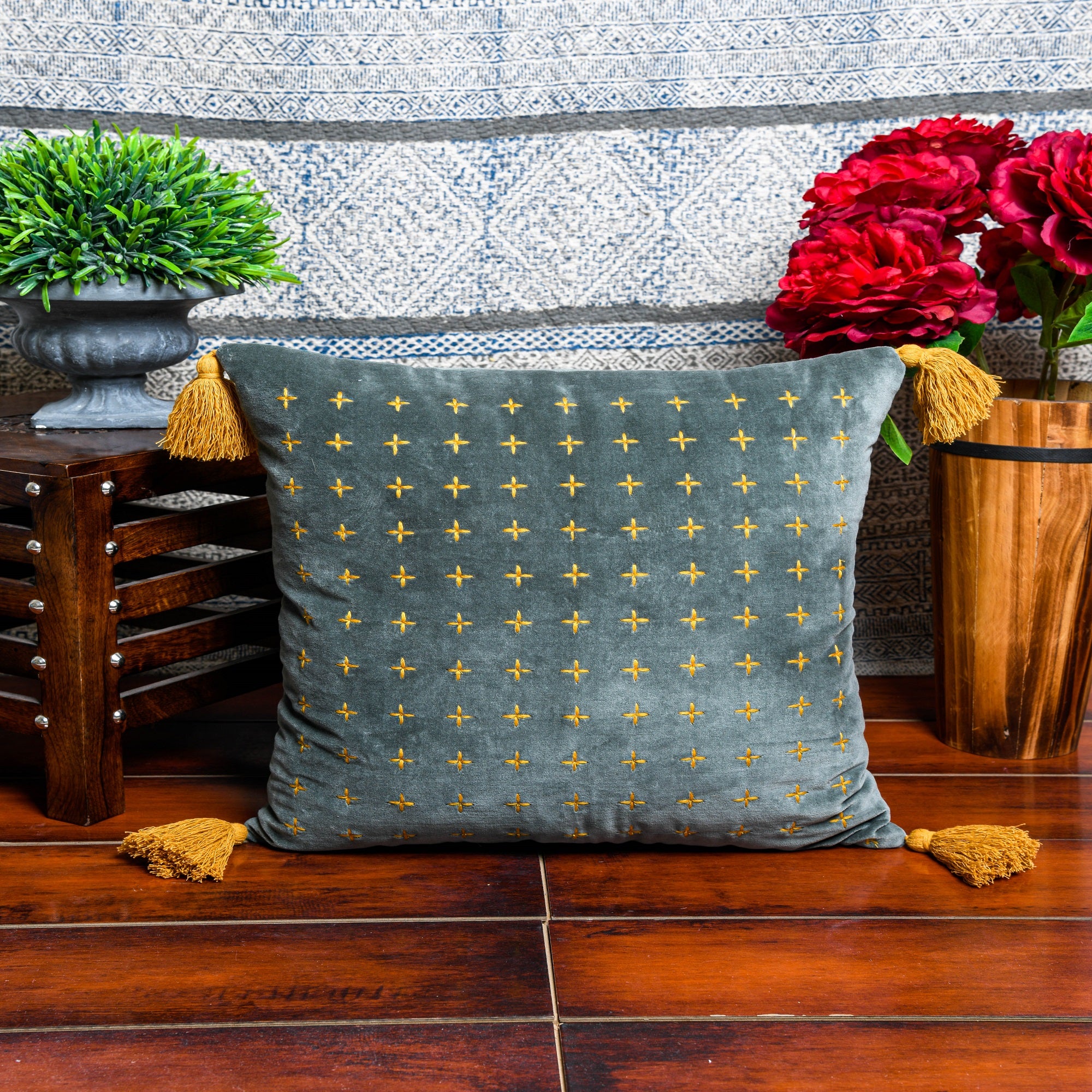 'Moroccan Escape' Hand-Woven Cotton Wool Cushion Cover