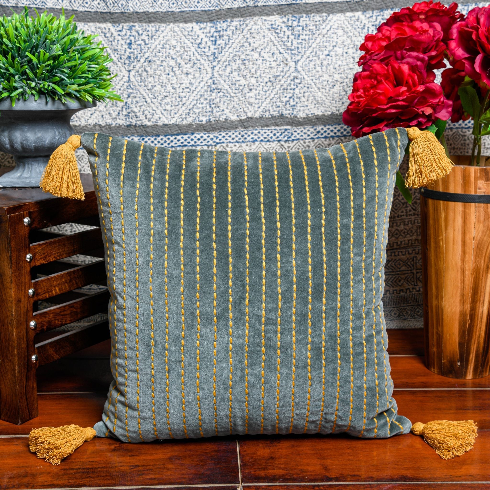 Linen Connections Moroccan Tassels Cushion Cover - Boho Polka