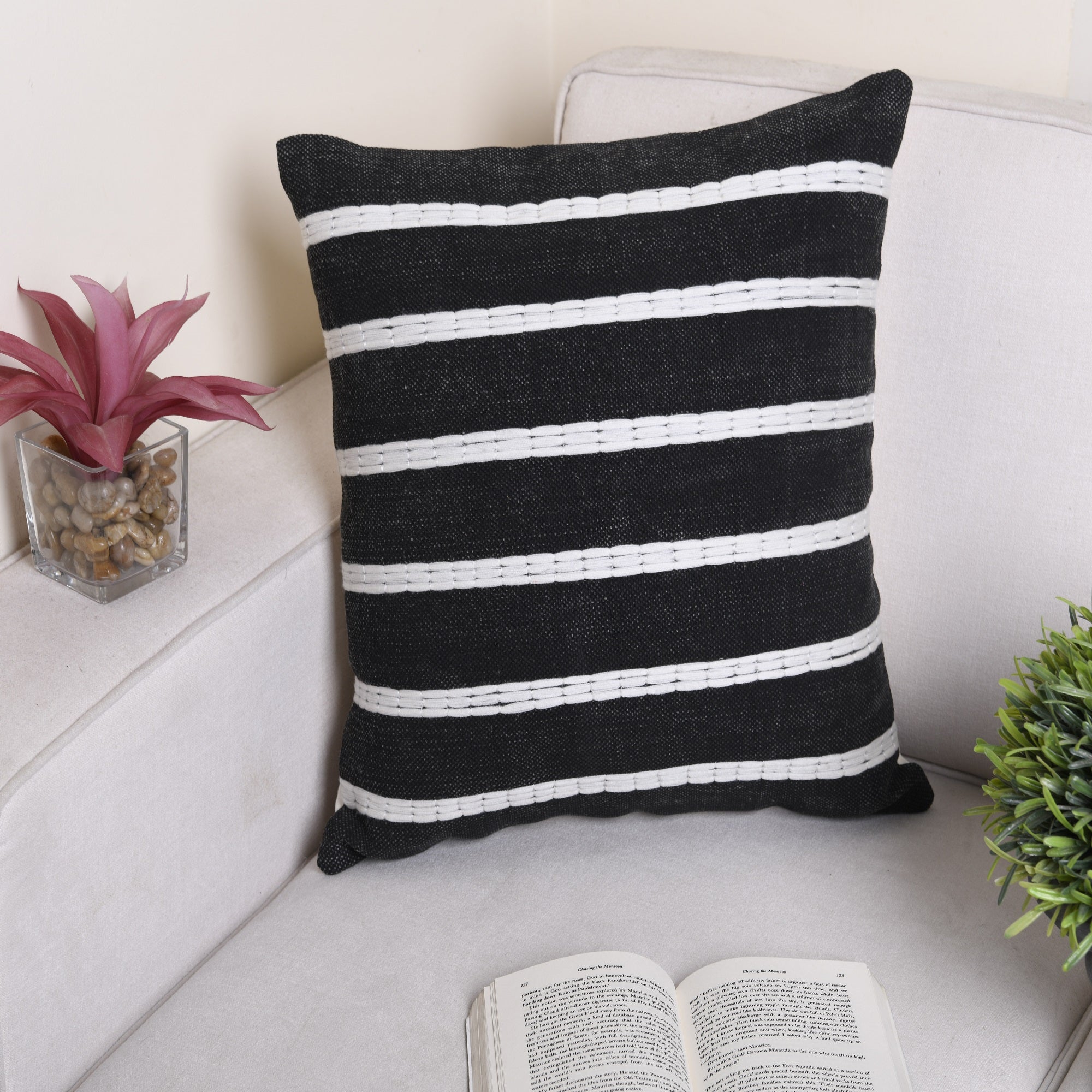 'Country Chic' Hand-Woven Cotton Wool Cushion Cover