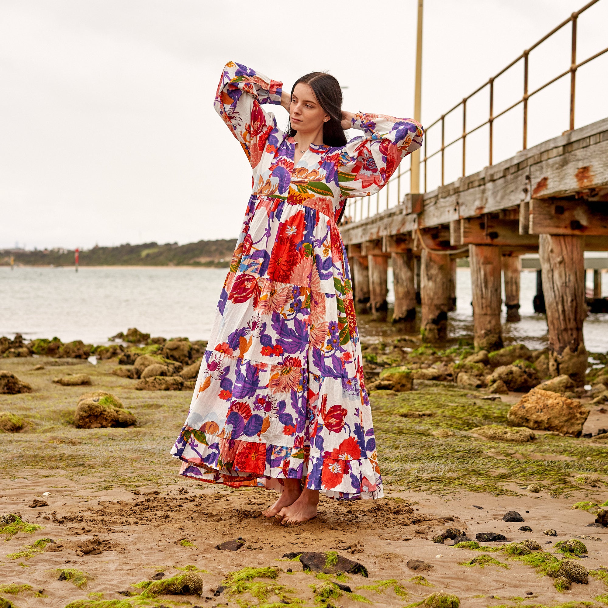 Boho Cotton Maxi Dress | Floral Summer Long Dress