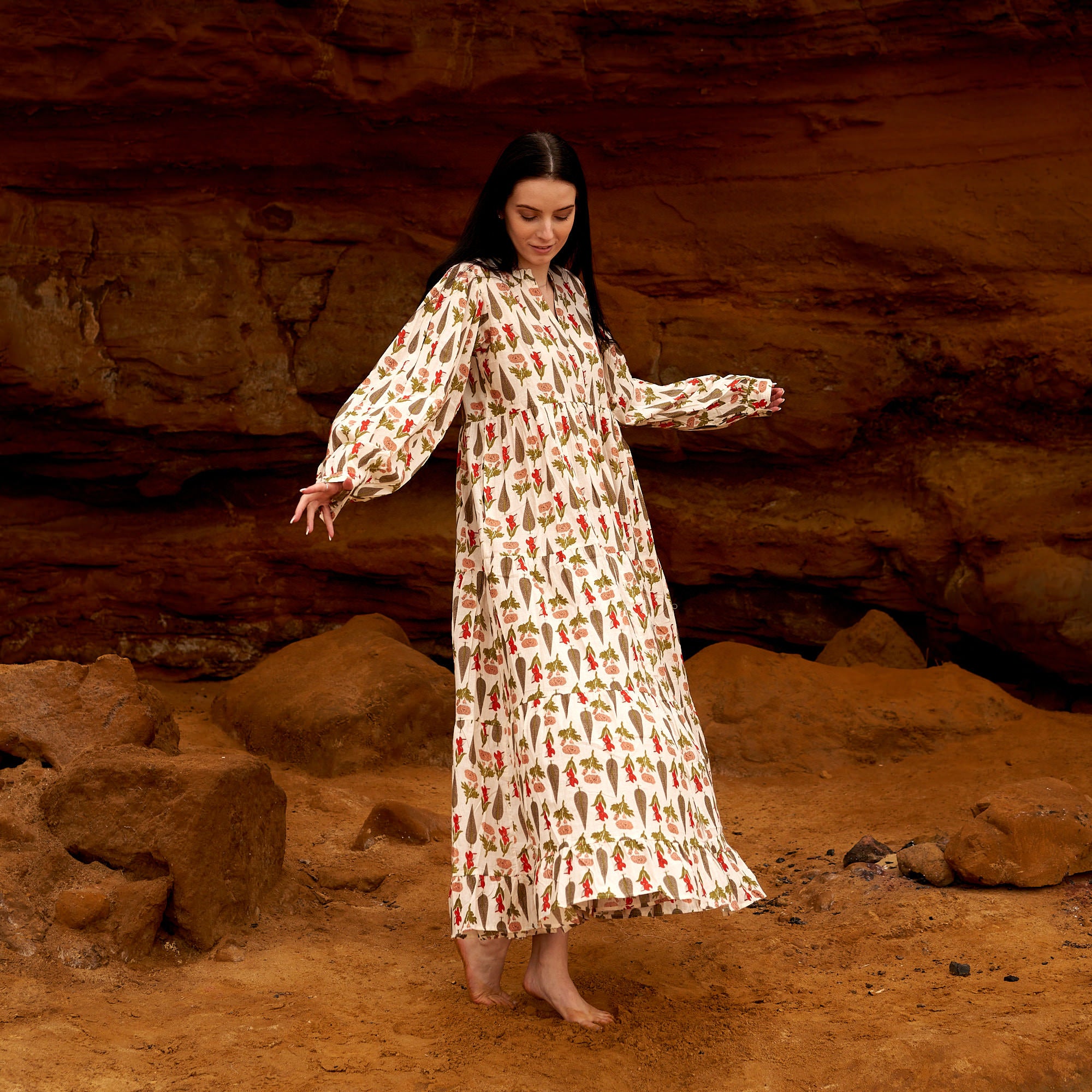 'Nature's Canvas' 100% Cotton Maxi Dress